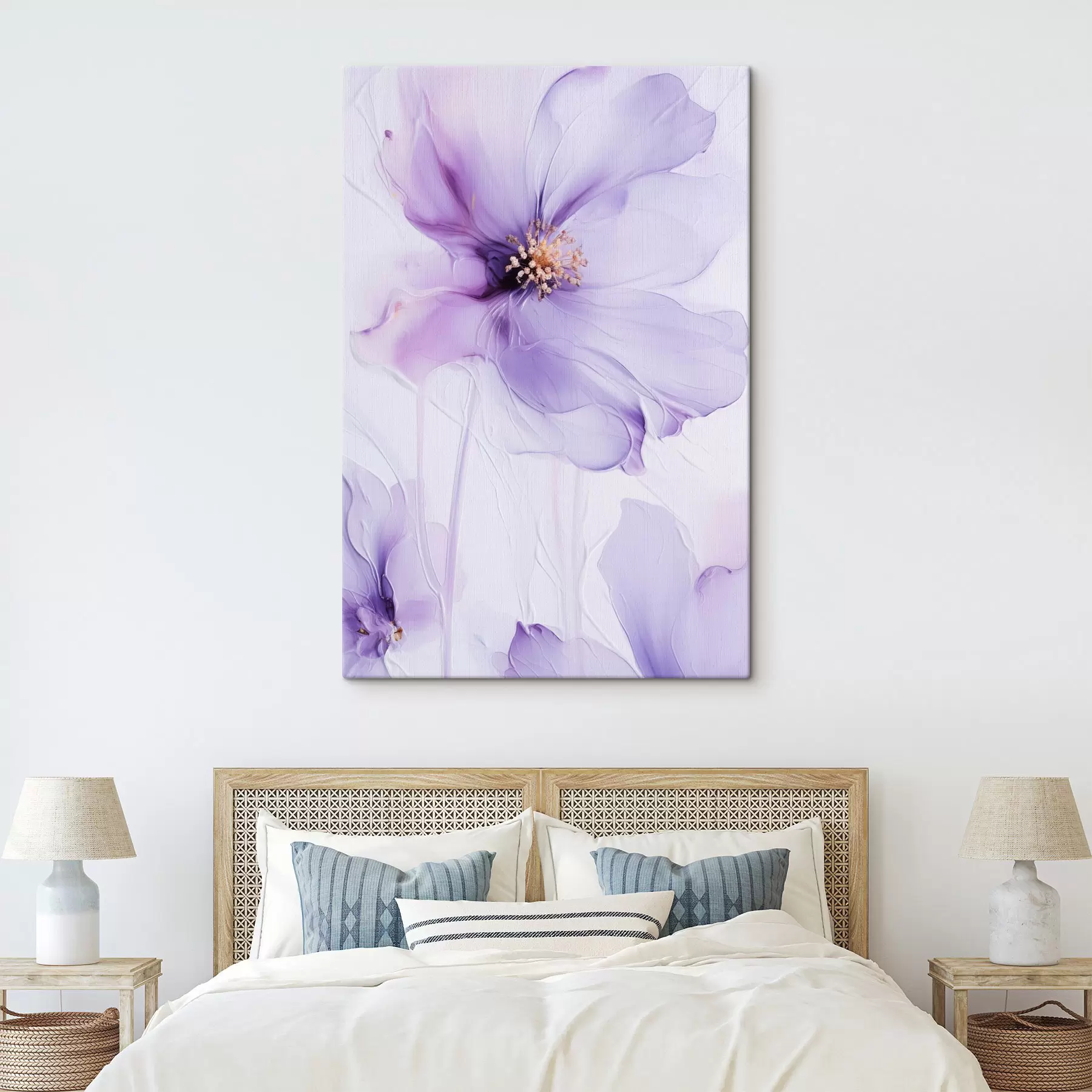 murales Delicadas flores con detalles intrincados y un fondo blanco con textura s49761