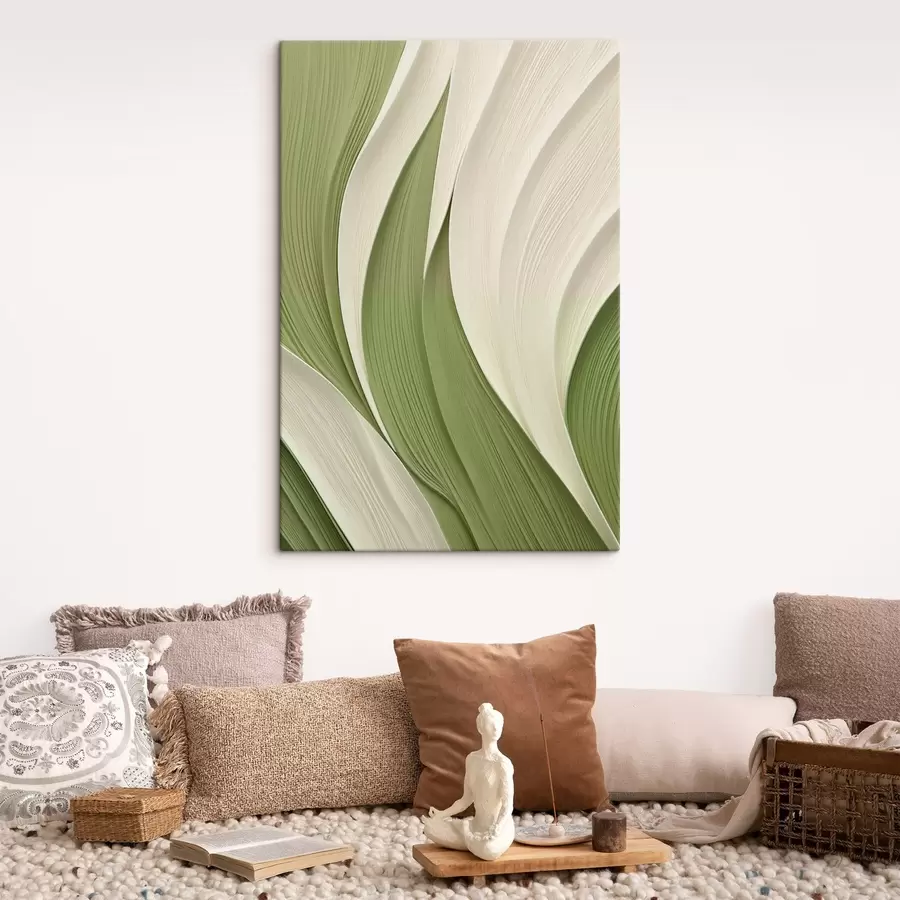 murales Textura abstracta con tonos verdes y crema que fluyen s49772