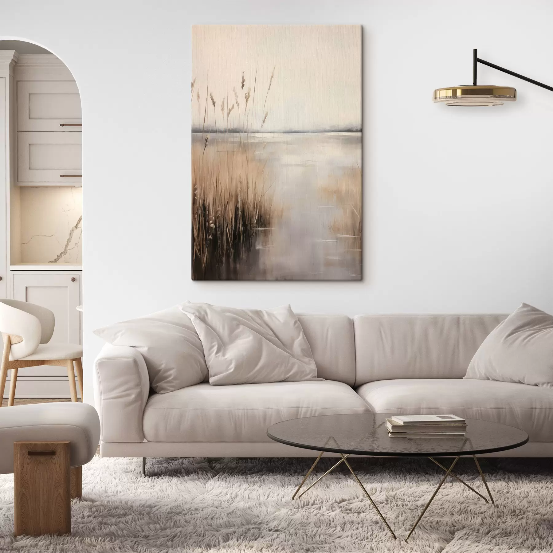 wall murals Tall, dry reeds and grasses in muted beige and brown tones s49796