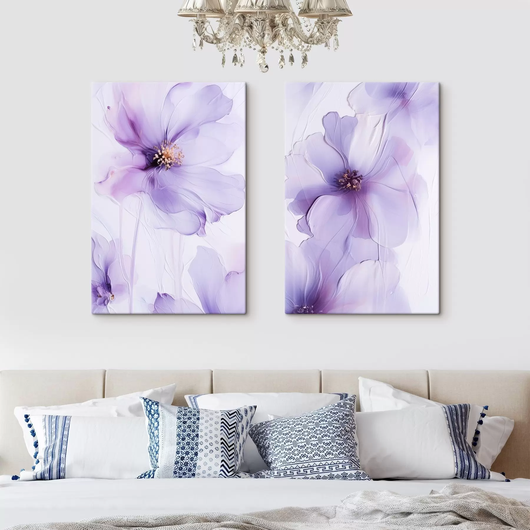 murales Delicadas flores con detalles intrincados y un fondo blanco con textura m30676