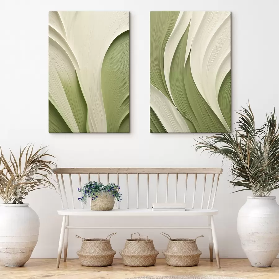 murales Textura abstracta con tonos verdes y crema que fluyen m30681