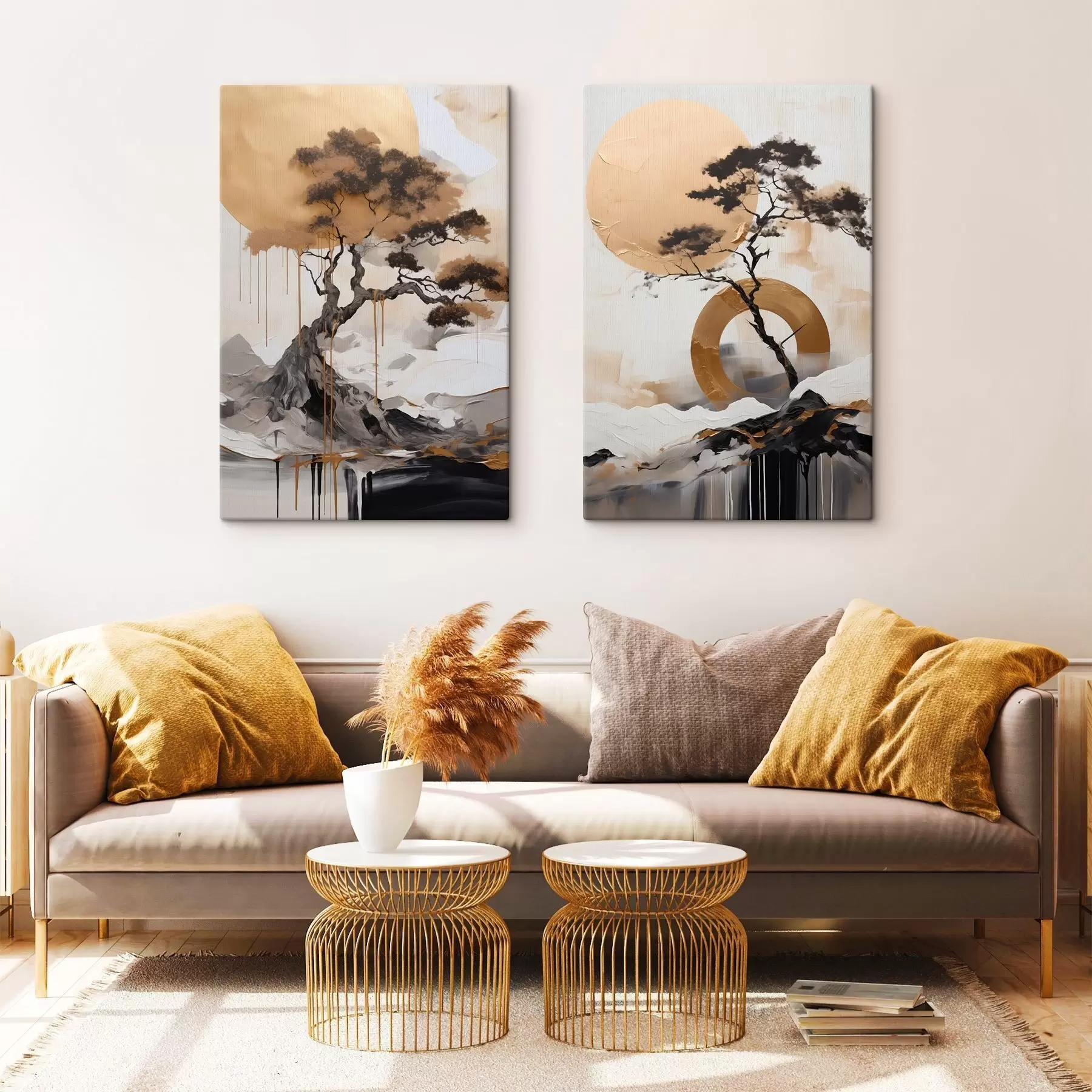 murales Bonsái decorativo, pintura abstracta m30688