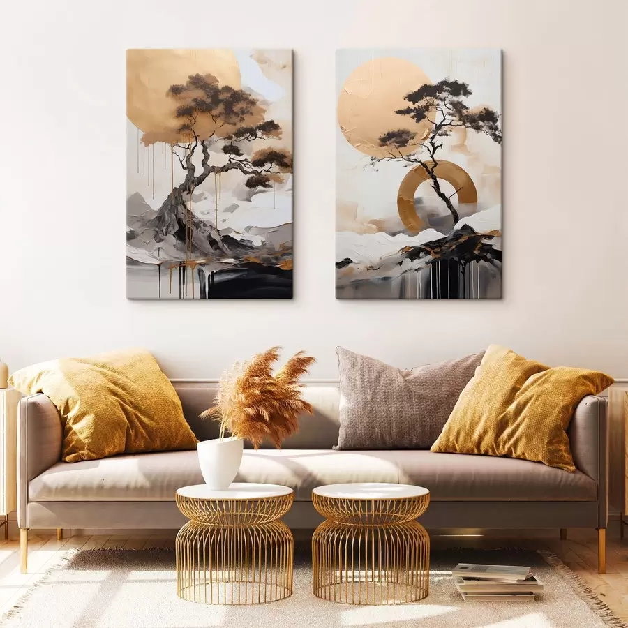 Wall Mural Photo Wallpaper Decorative bonsai tree, painting abstract art m30688