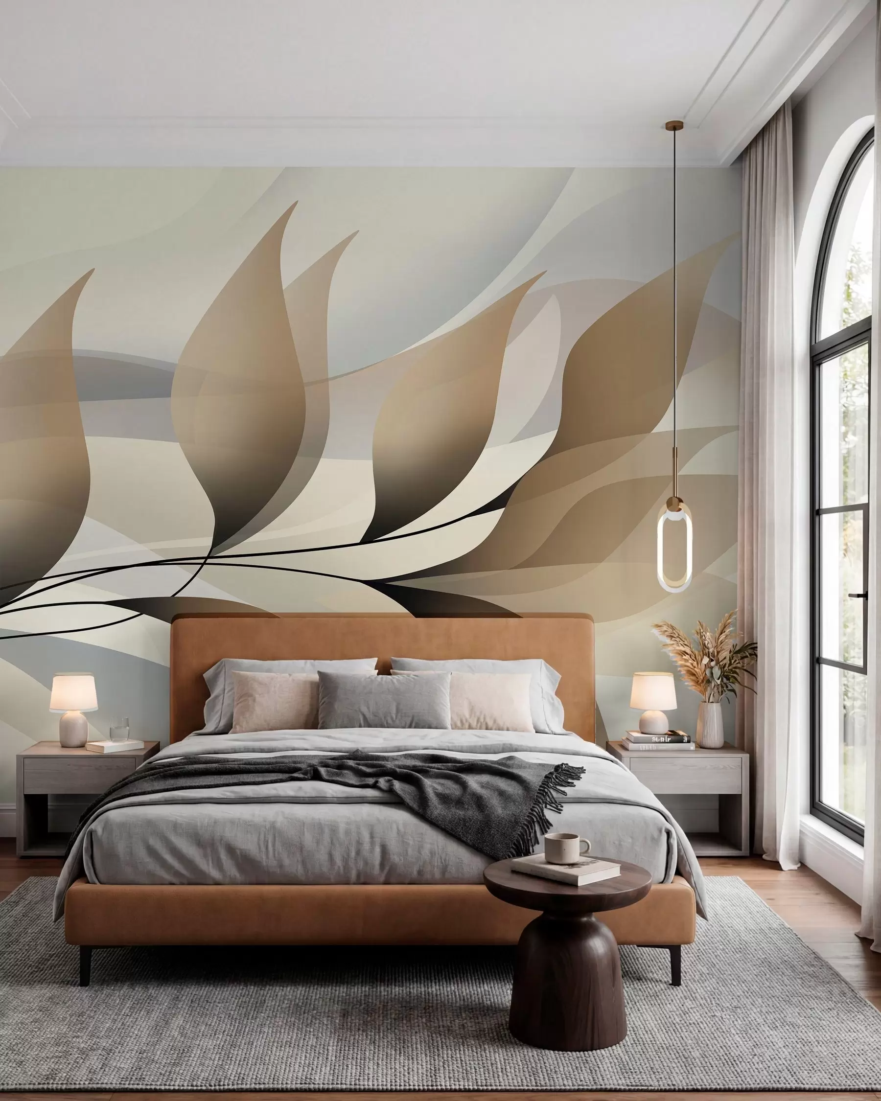 Wall Mural Photo Wallpaper an elegant branch with beige leaves  w05660