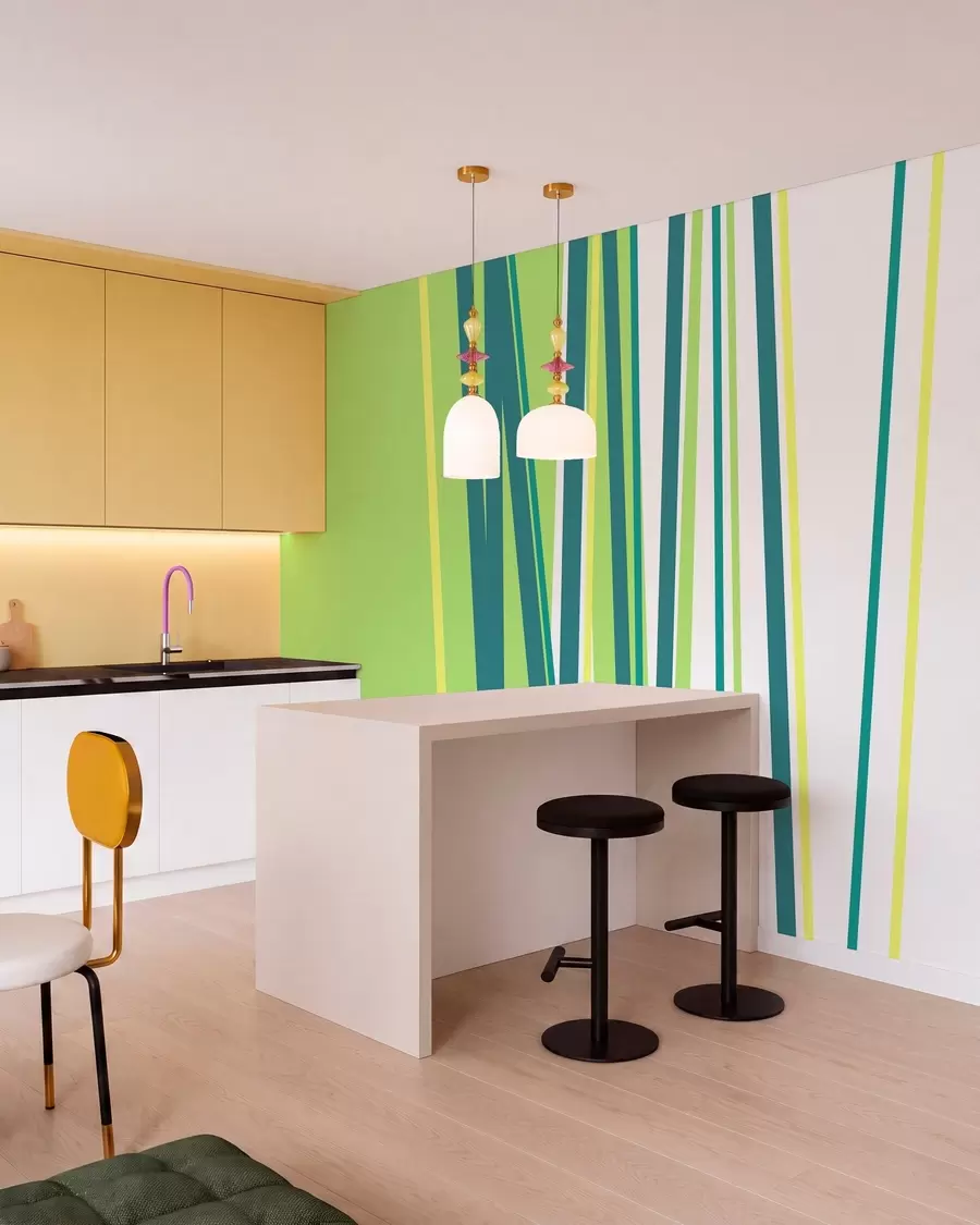 peintures murales une rayure abstraite aux couleurs vives w05749