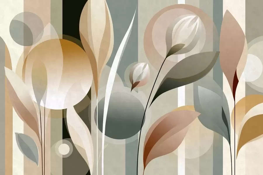 Wall Mural Photo Wallpaper a stylised abstraction featuring plants in natural colours w05750