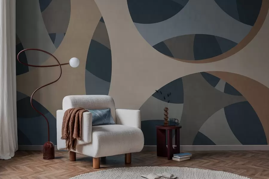 wall murals contemporary textural abstraction in shades of blue and beige w05751