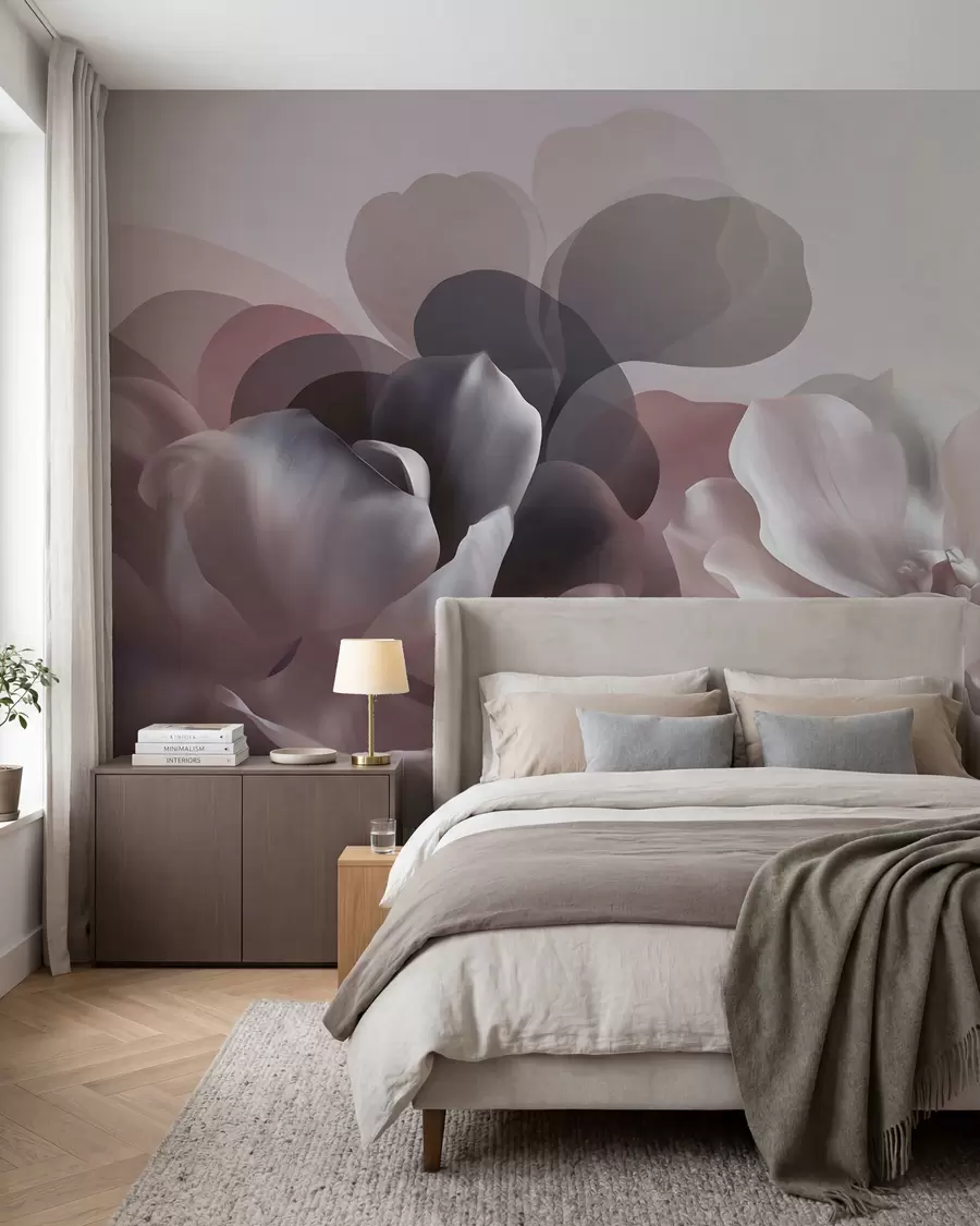 peintures murales Composition florale abstraite représentant un magnolia w09930