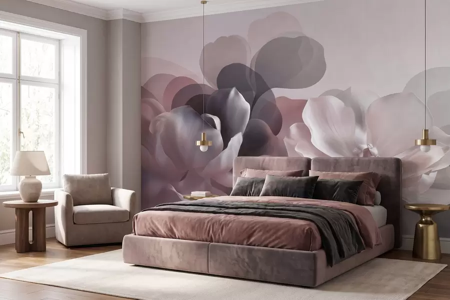 peintures murales Composition florale abstraite représentant un magnolia w09930