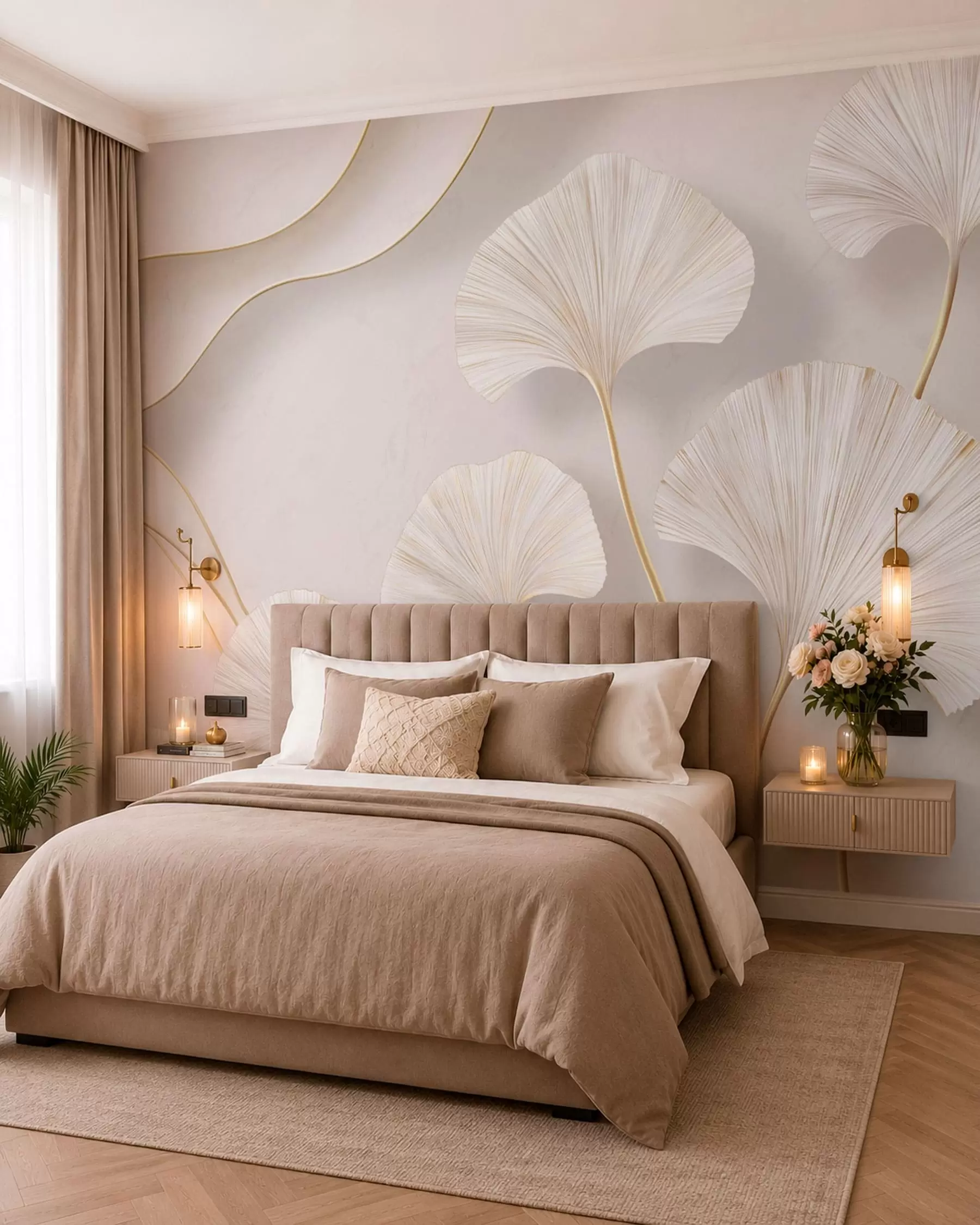 peintures murales Ginkgo ivoire w05734