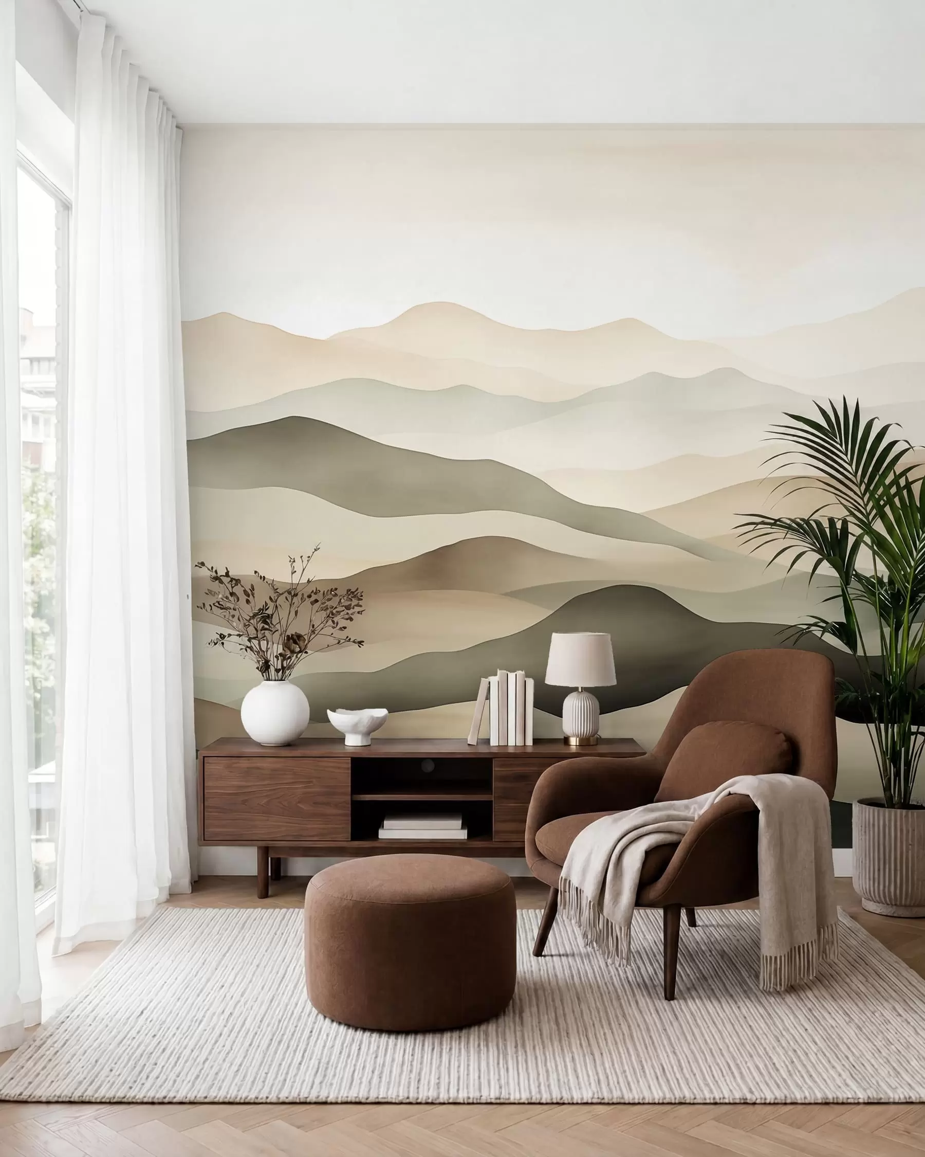 murales Cumbres en oliva y arena w09971