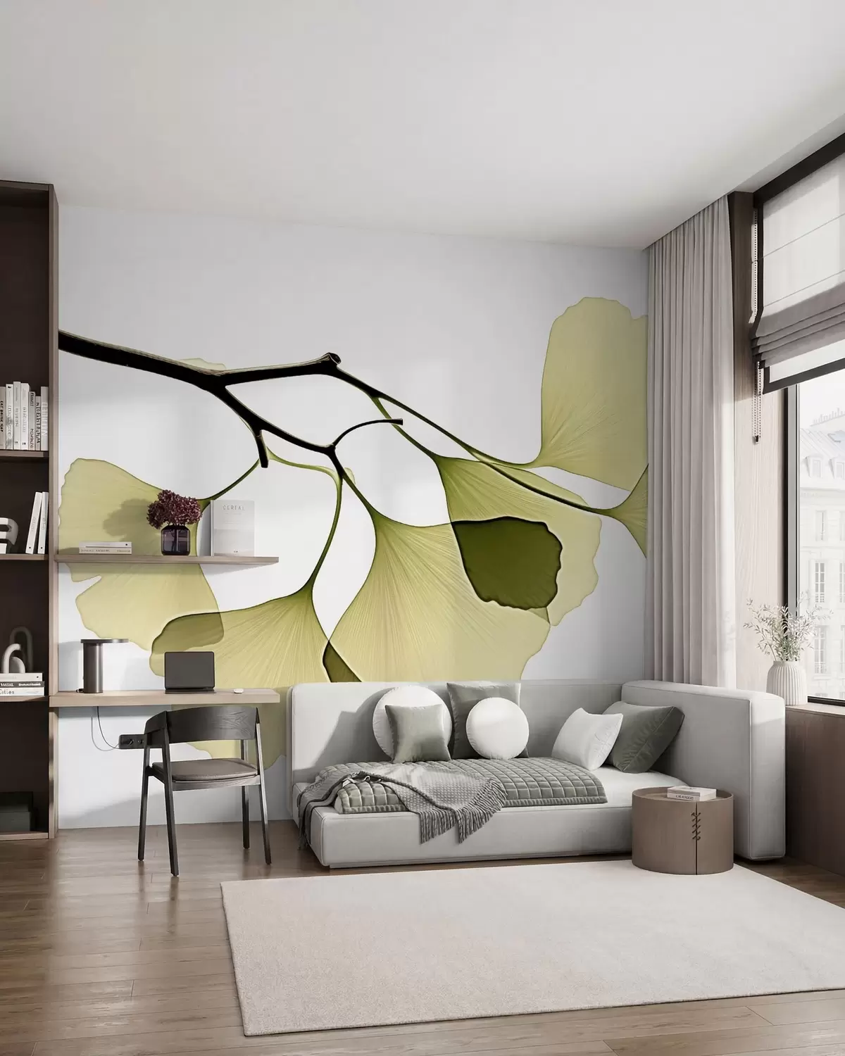 peintures murales Feuilles en éventail du ginkgo w09968