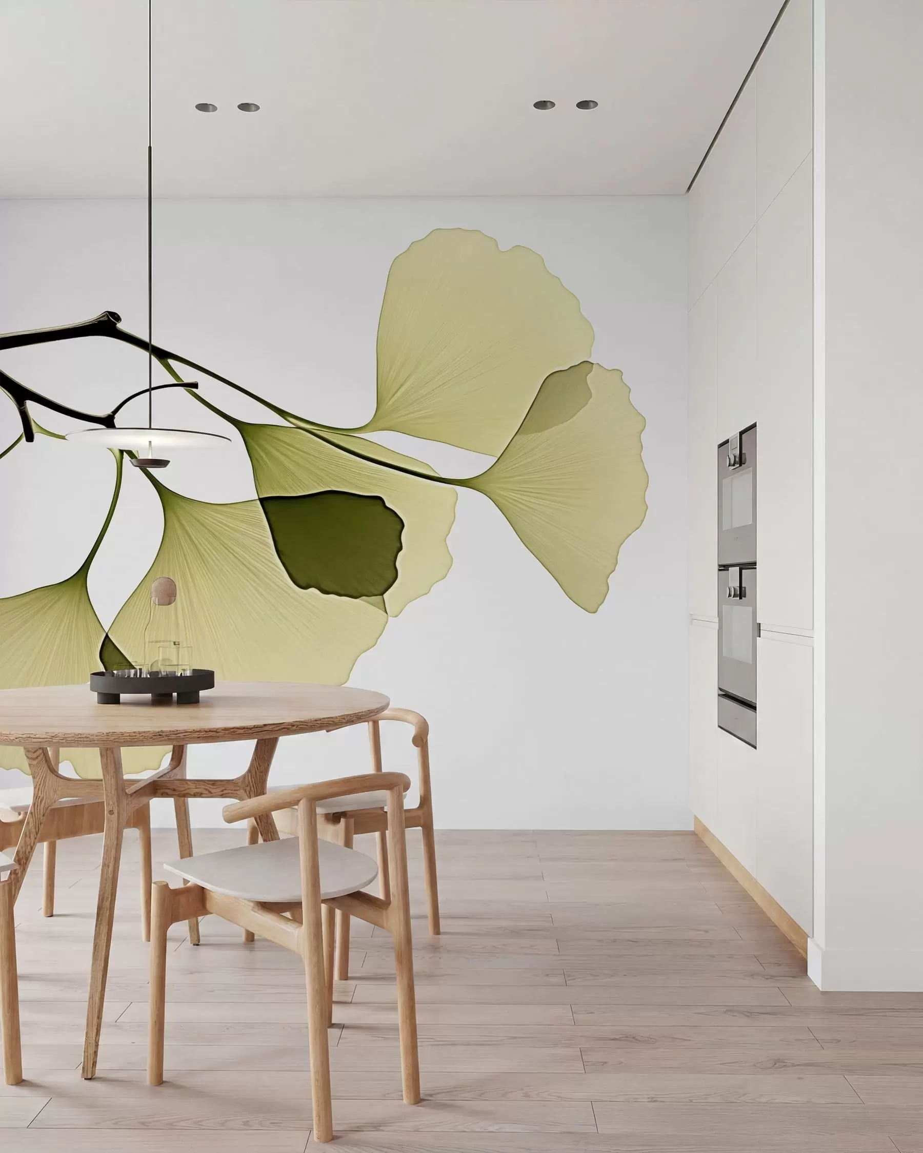 peintures murales Feuilles en éventail du ginkgo w09968