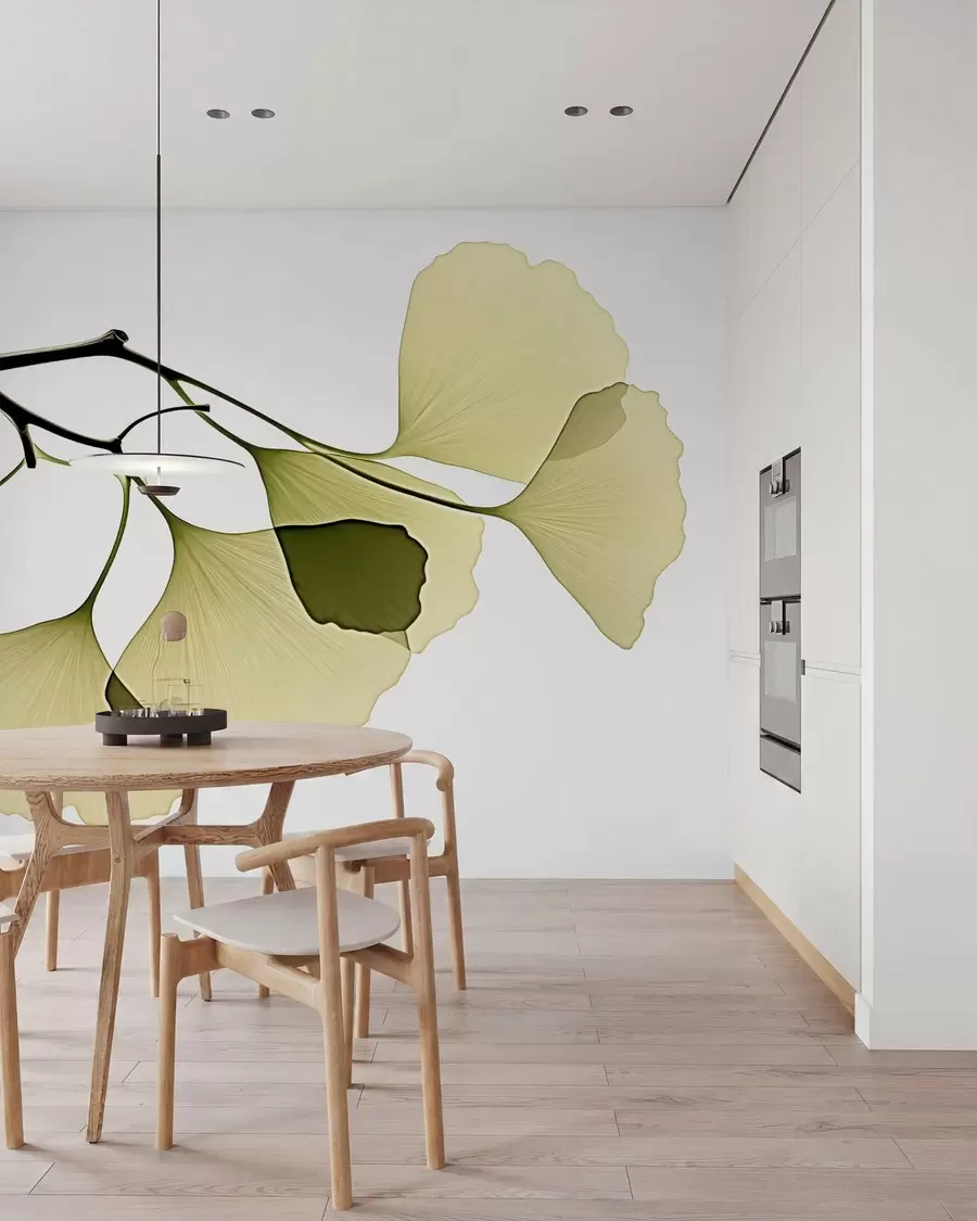 peintures murales Feuilles en éventail du ginkgo w09968