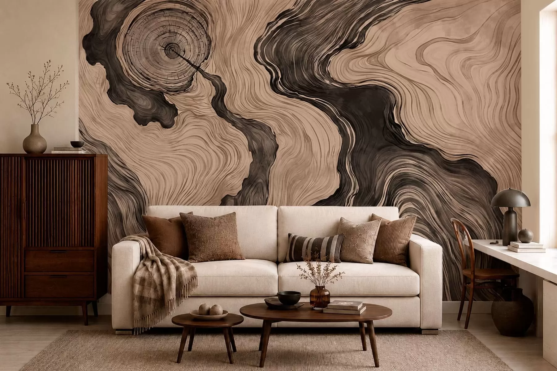 wall murals An abstract pattern with a linear woodgrain design w05729