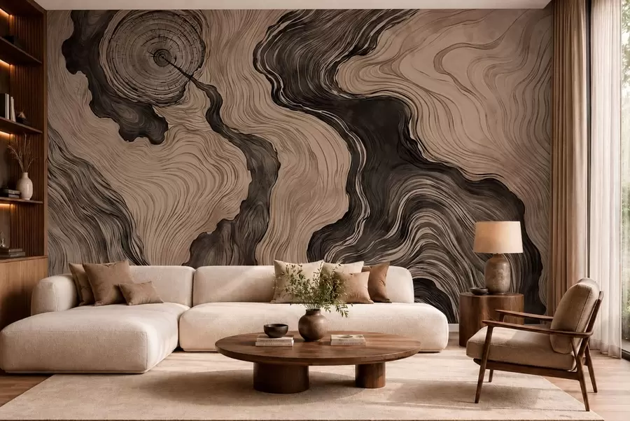 Wall Mural Photo Wallpaper An abstract pattern with a linear woodgrain design w05729