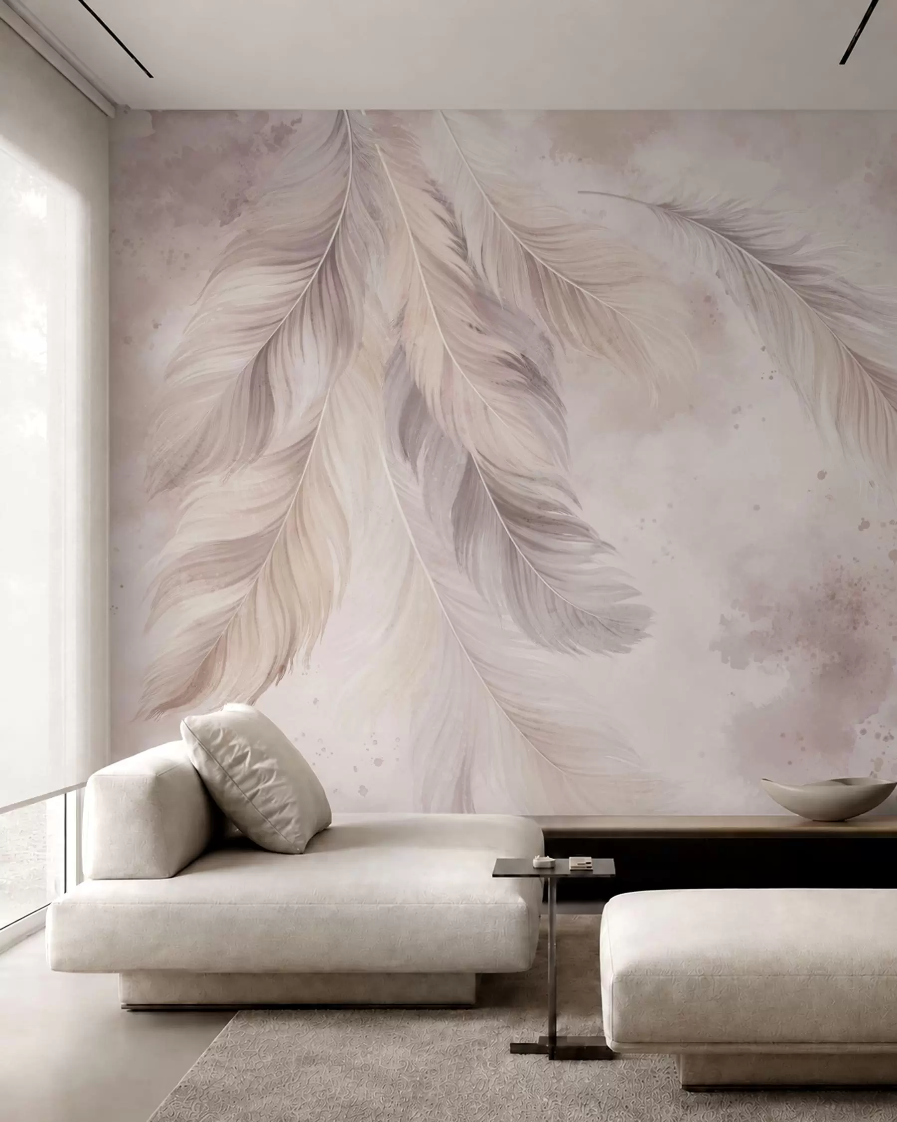 peintures murales Plumes mauves w05737