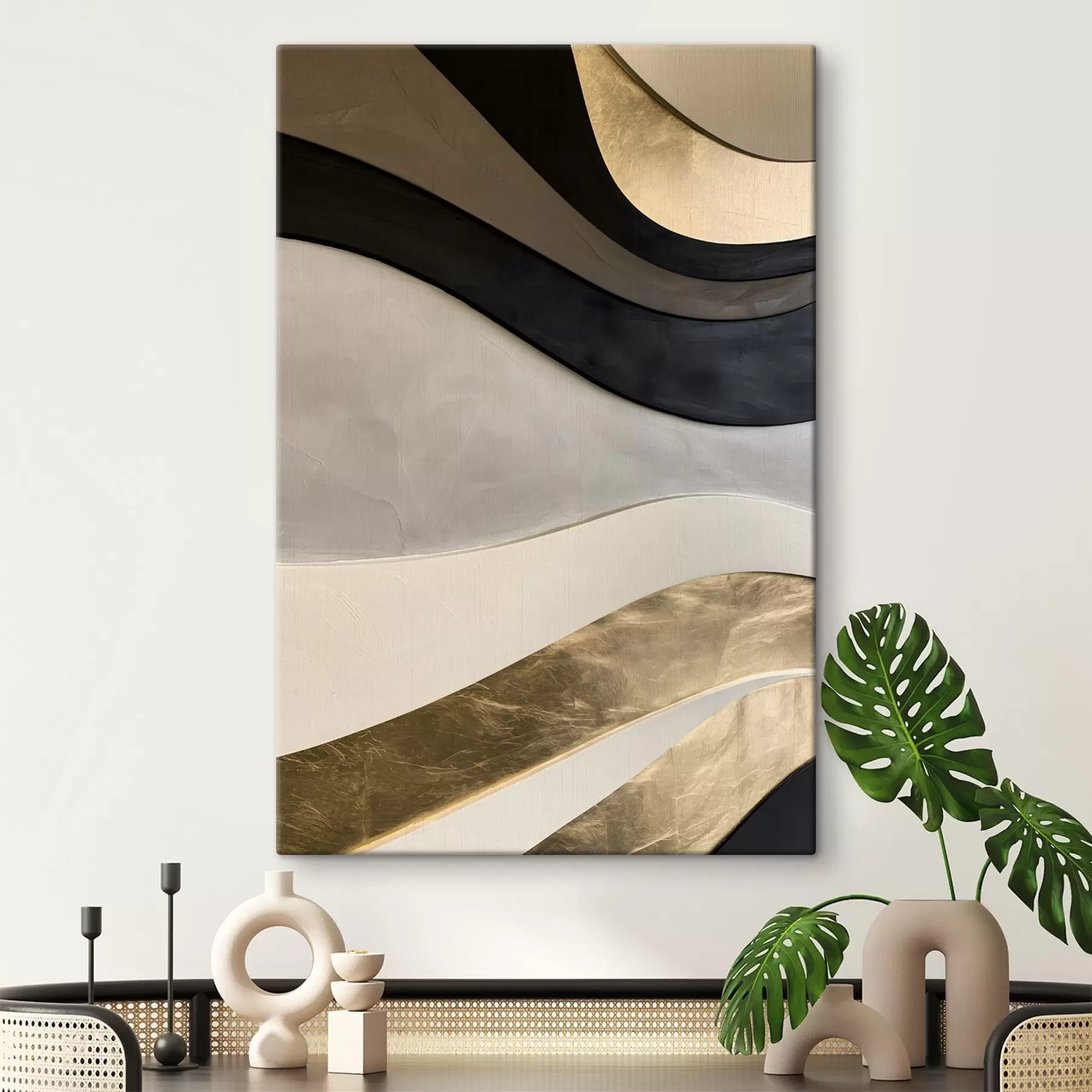murales Una imitación de una pintura en relieve con curvas onduladas s49868