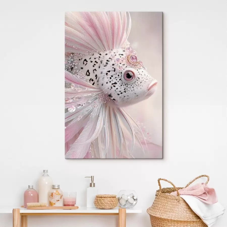 murales Un pez rosa y surrealista con adornos s49871