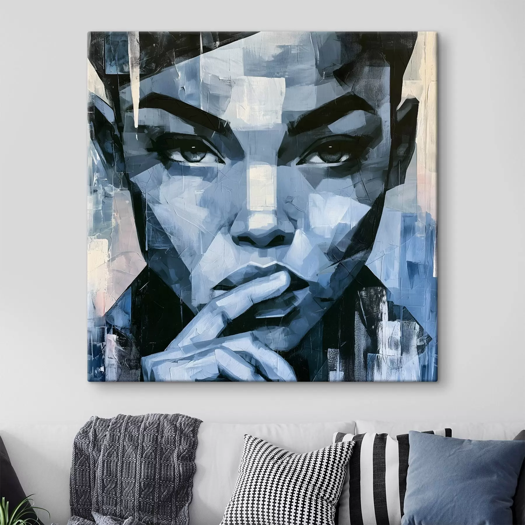 wall murals An abstract portrait of a girl with a piercing gaze s49891