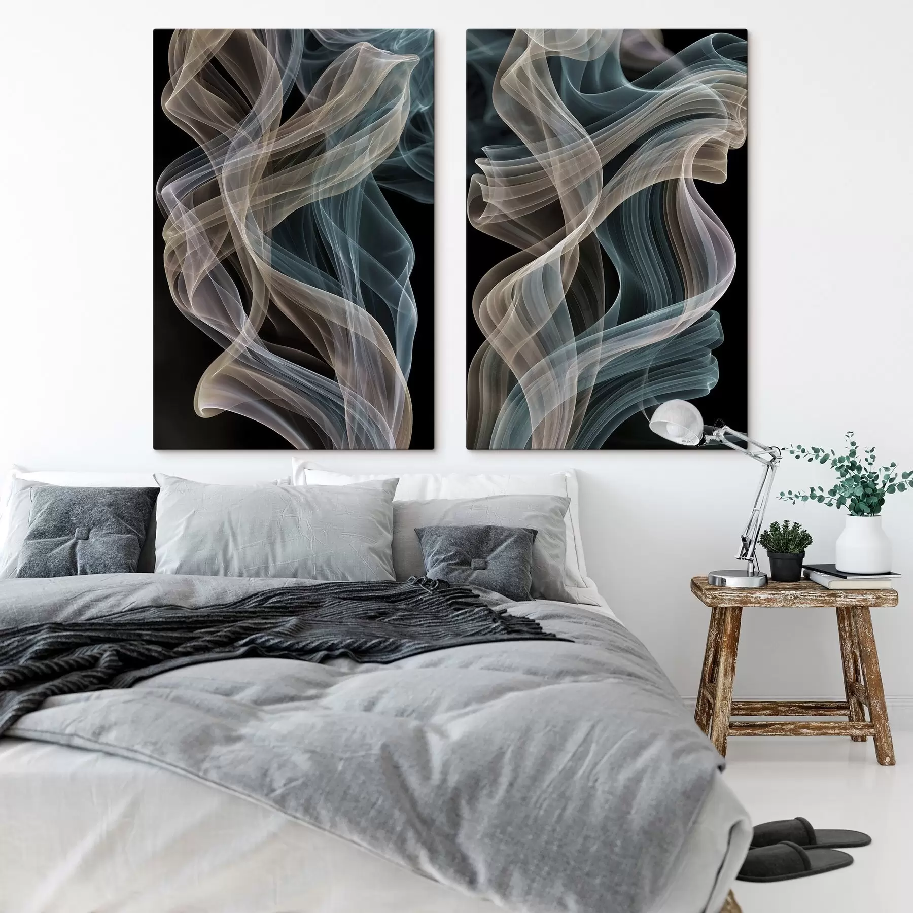 wall murals Colourful smoke curls against a dark background m30719