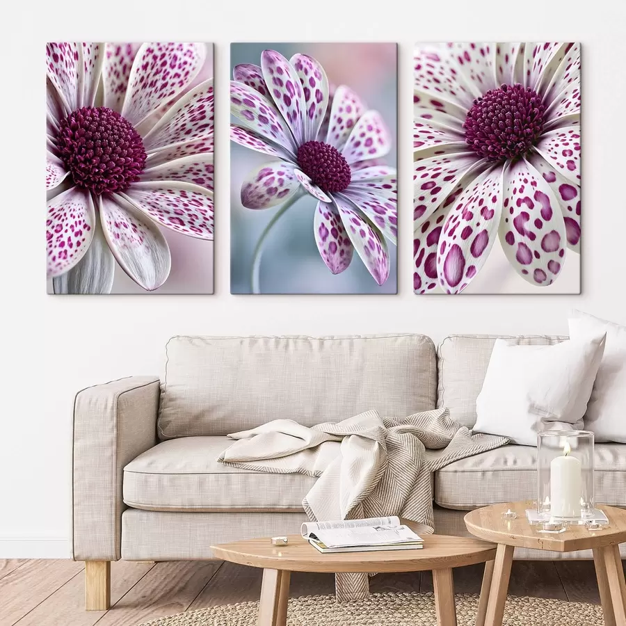 murales Flores parecidas a margaritas con manchas de leopardo de un magenta intenso m30721