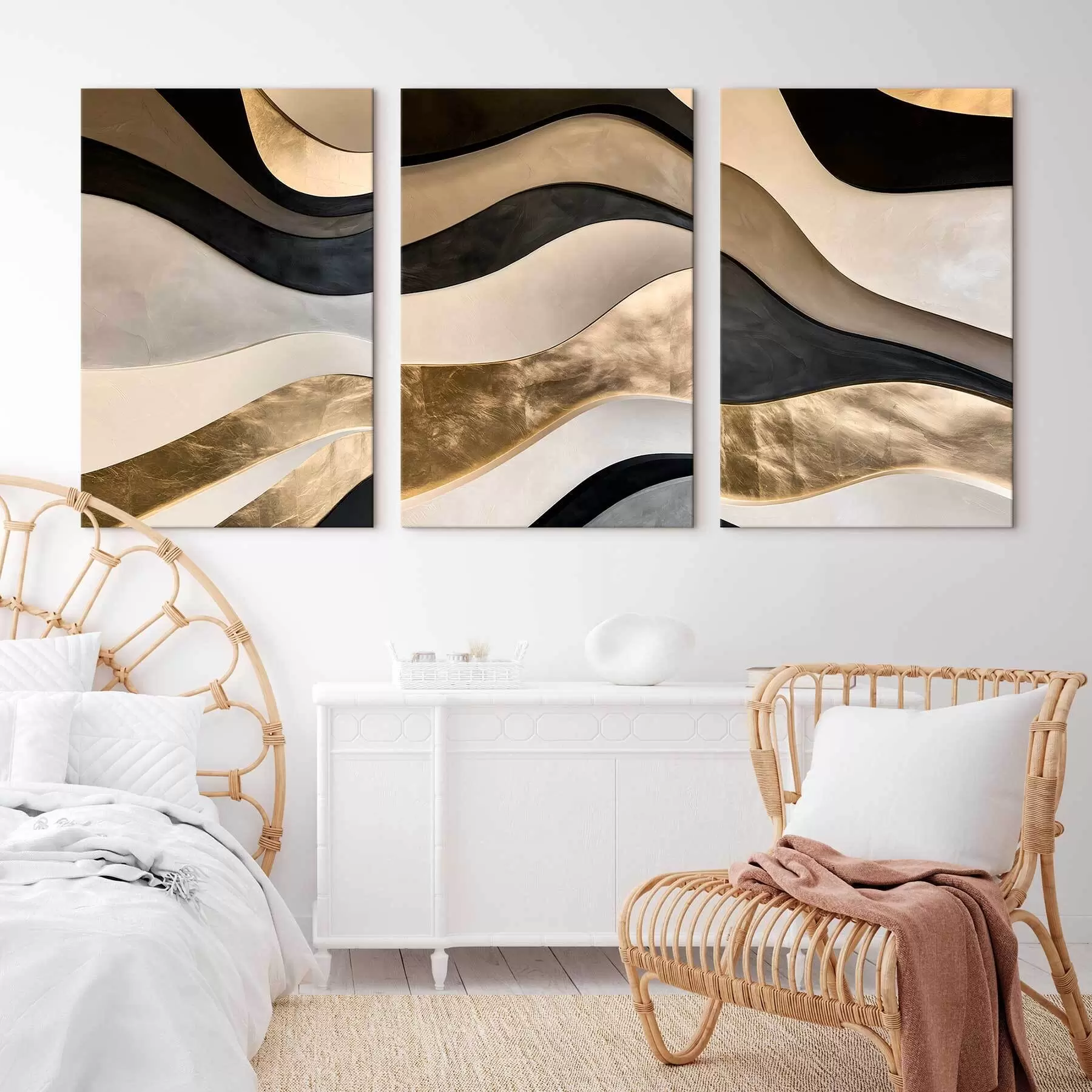 wall murals A imitation of relief paintings with wavy curves m30722