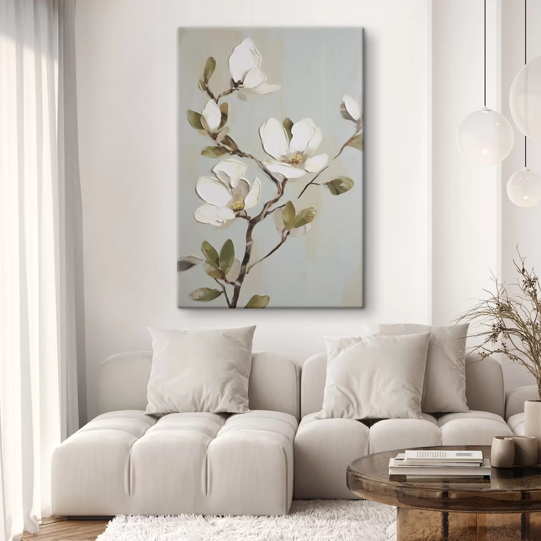 wall murals A branch with flowers, imitation of painting s49901