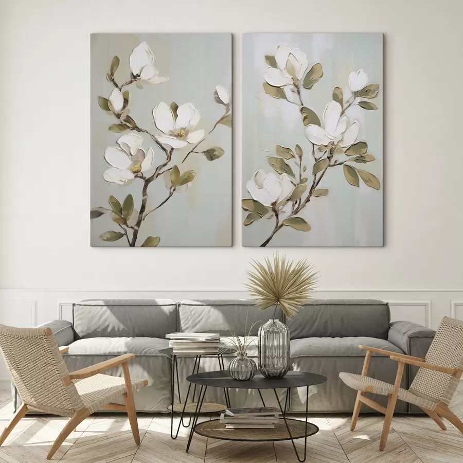 Wall Mural Photo Wallpaper A branch of magnolia flowers, imitation of painting m30734