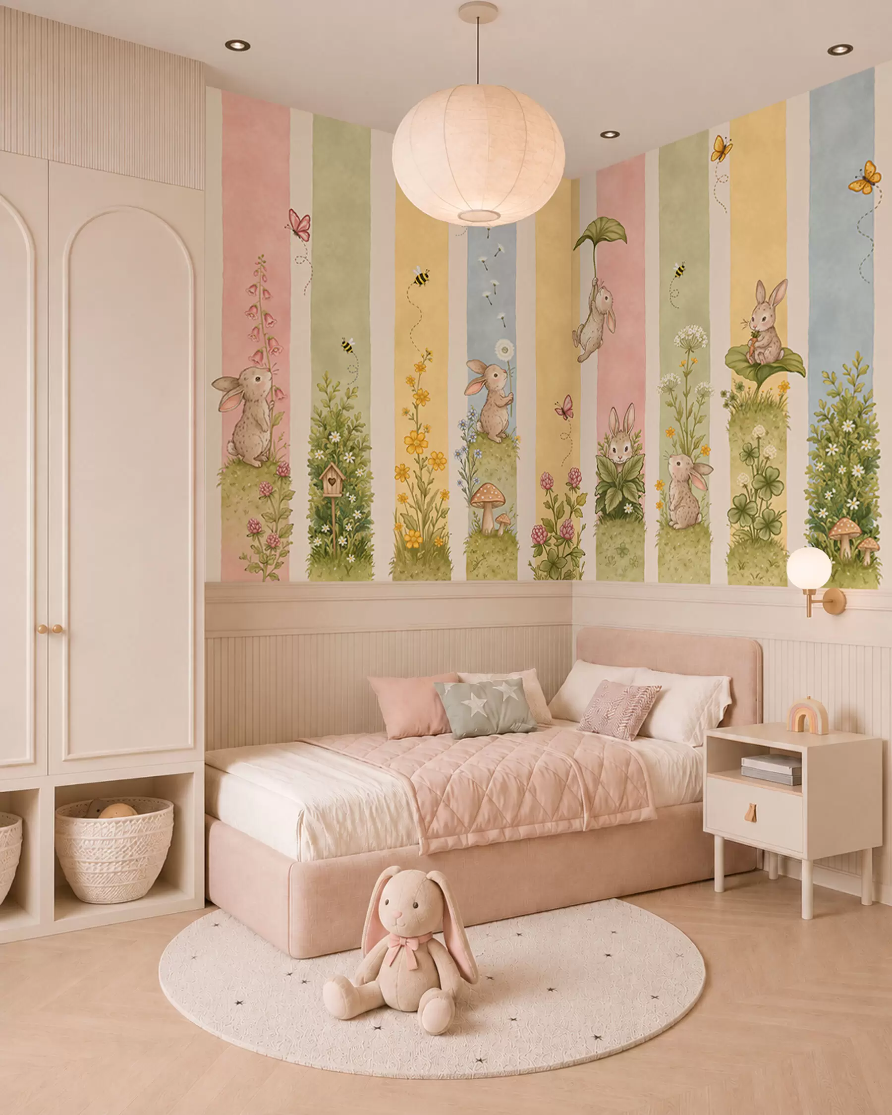wall murals Meadow Friends in Stripes w05730