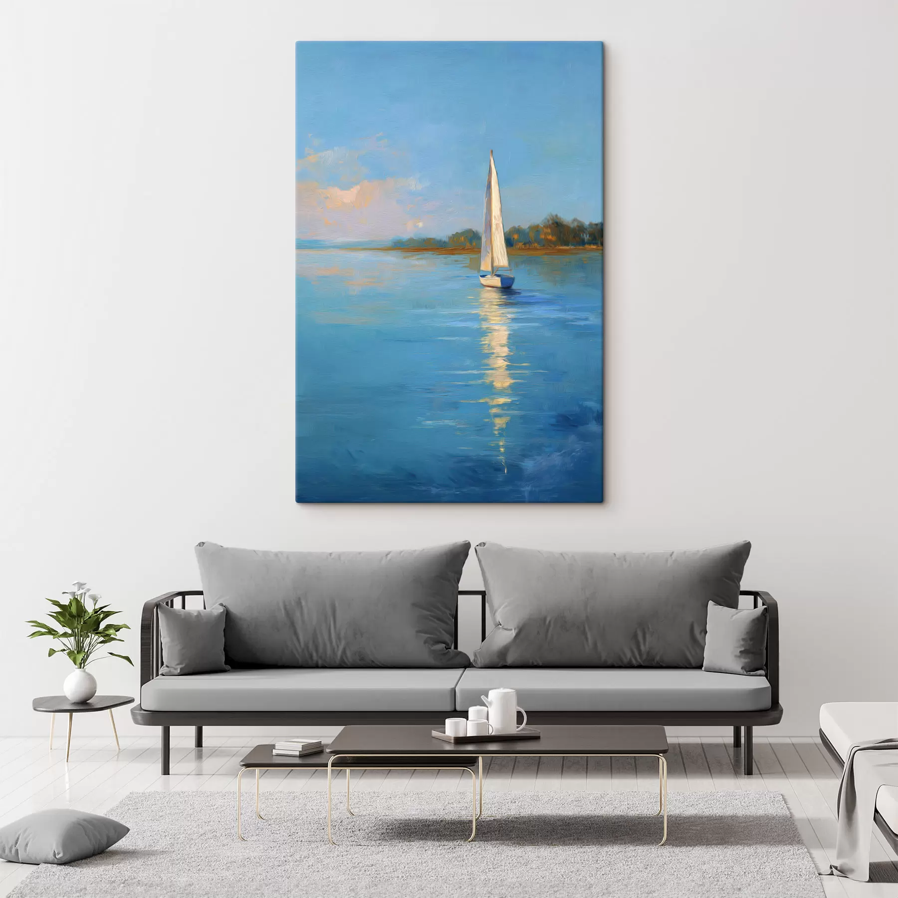 wall murals A Yacht on the River s49924