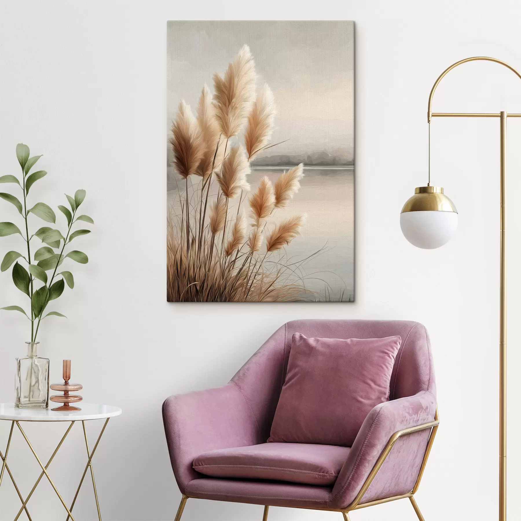 wall murals Pampas Grass by the River s49925