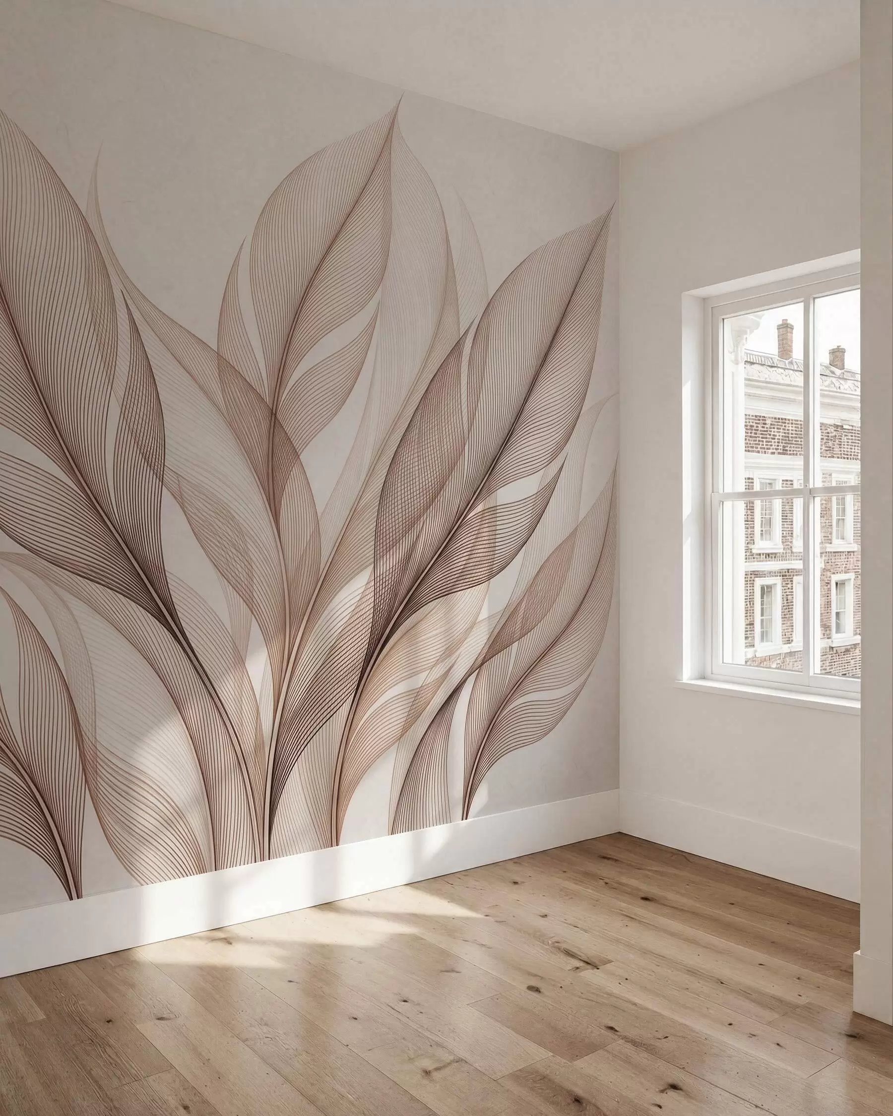 murales Elegante composición botánica con grandes hojas estilizadas w09944