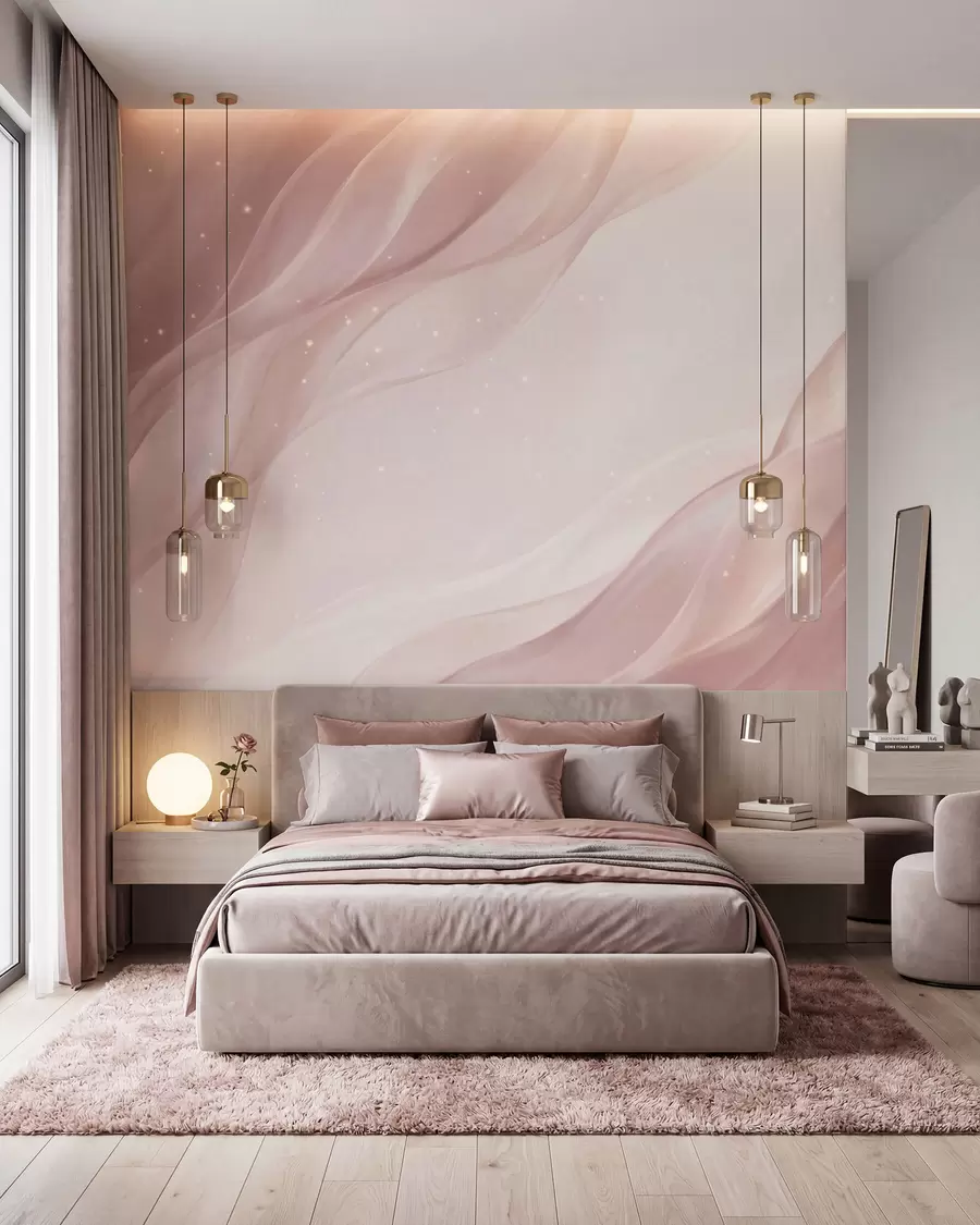 Wall Mural Photo Wallpaper Delicate abstract composition in soft pink shades w09959