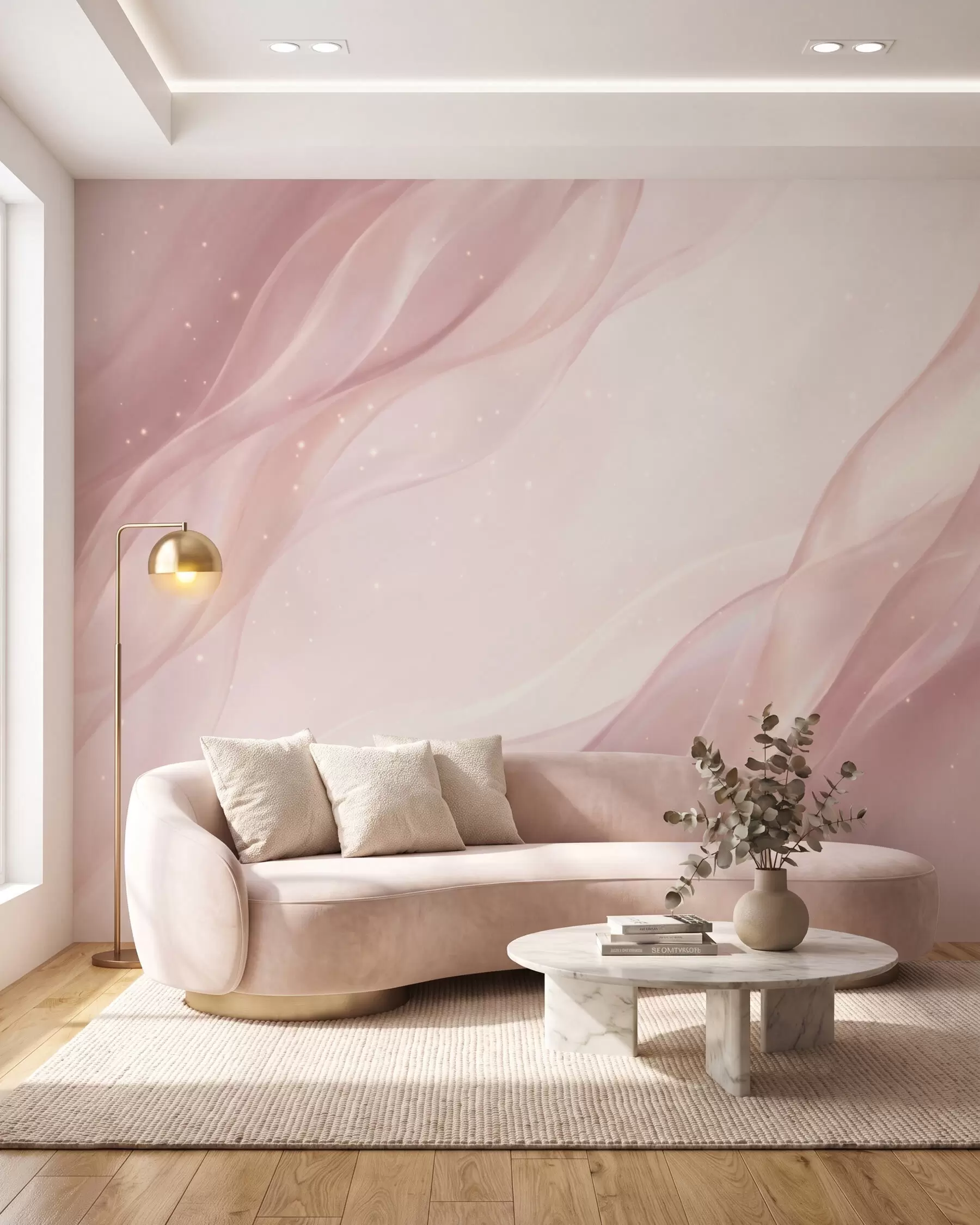 peintures murales Composition abstraite délicate dans des tons de rose tendre w09959