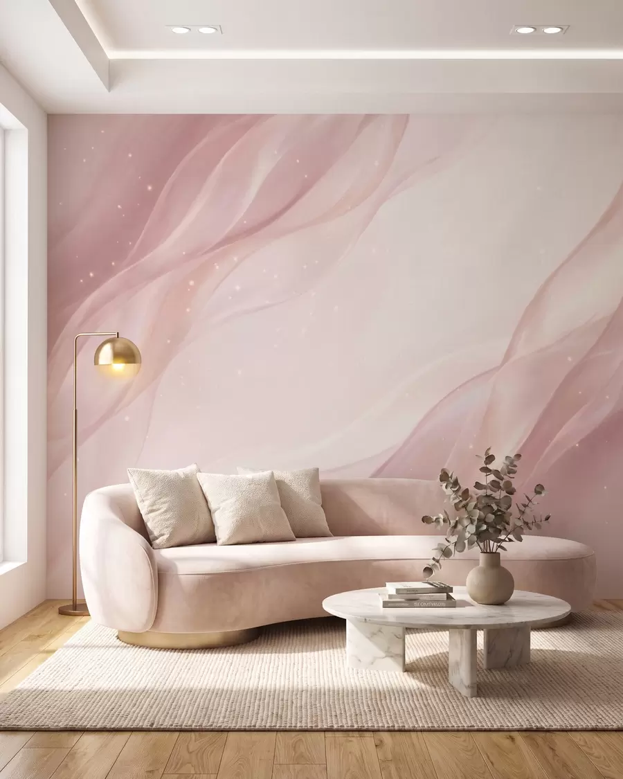 peintures murales Composition abstraite délicate dans des tons de rose tendre w09959