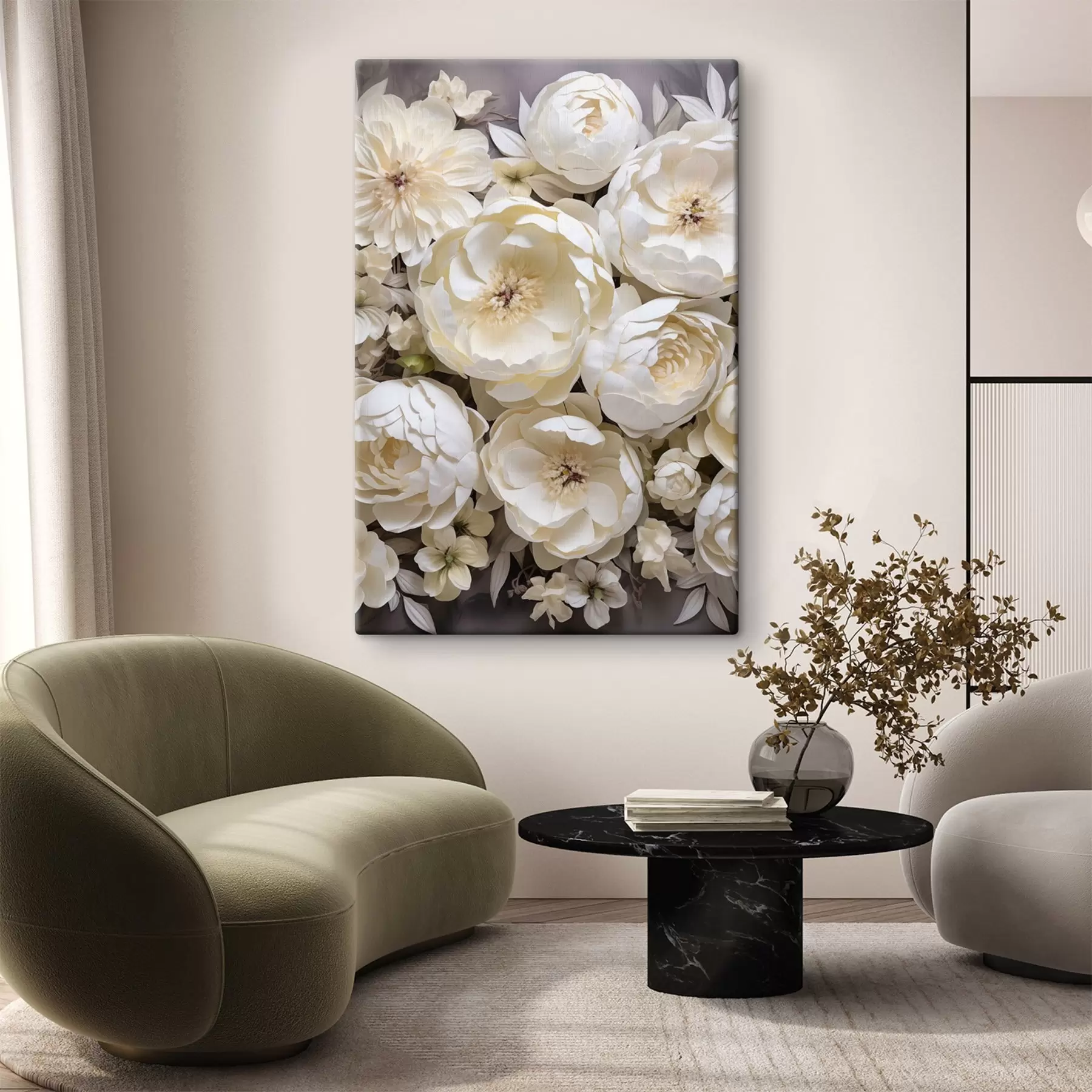 wall murals White peonies s50034
