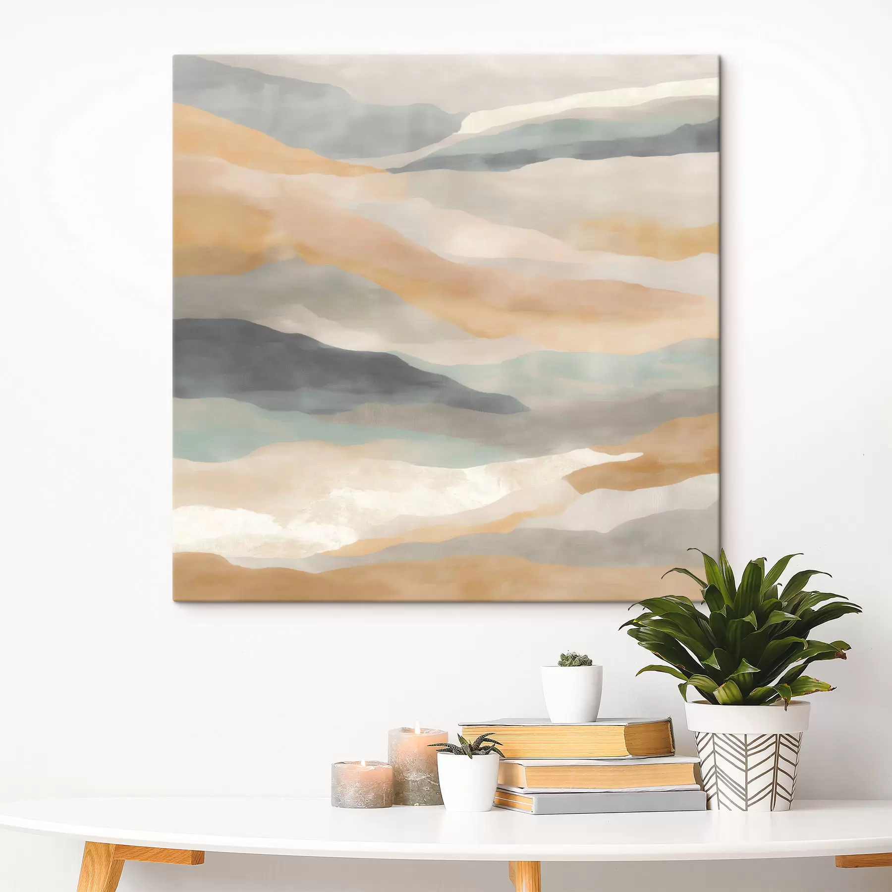 wall murals Hills in warm and gray shades in watercolor painting style s49713