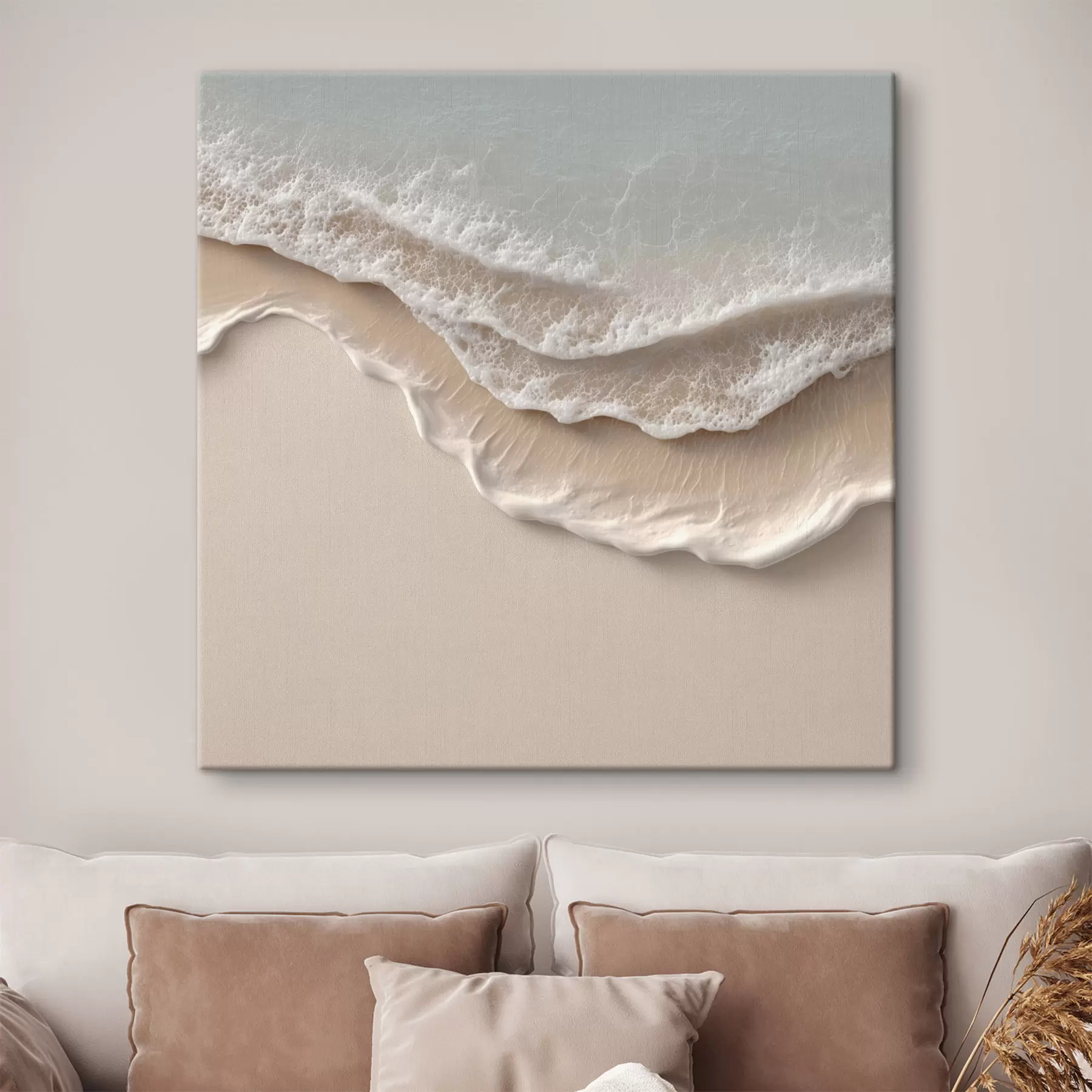 wall murals Seascape with a soft foam line in watercolor effect style s49715
