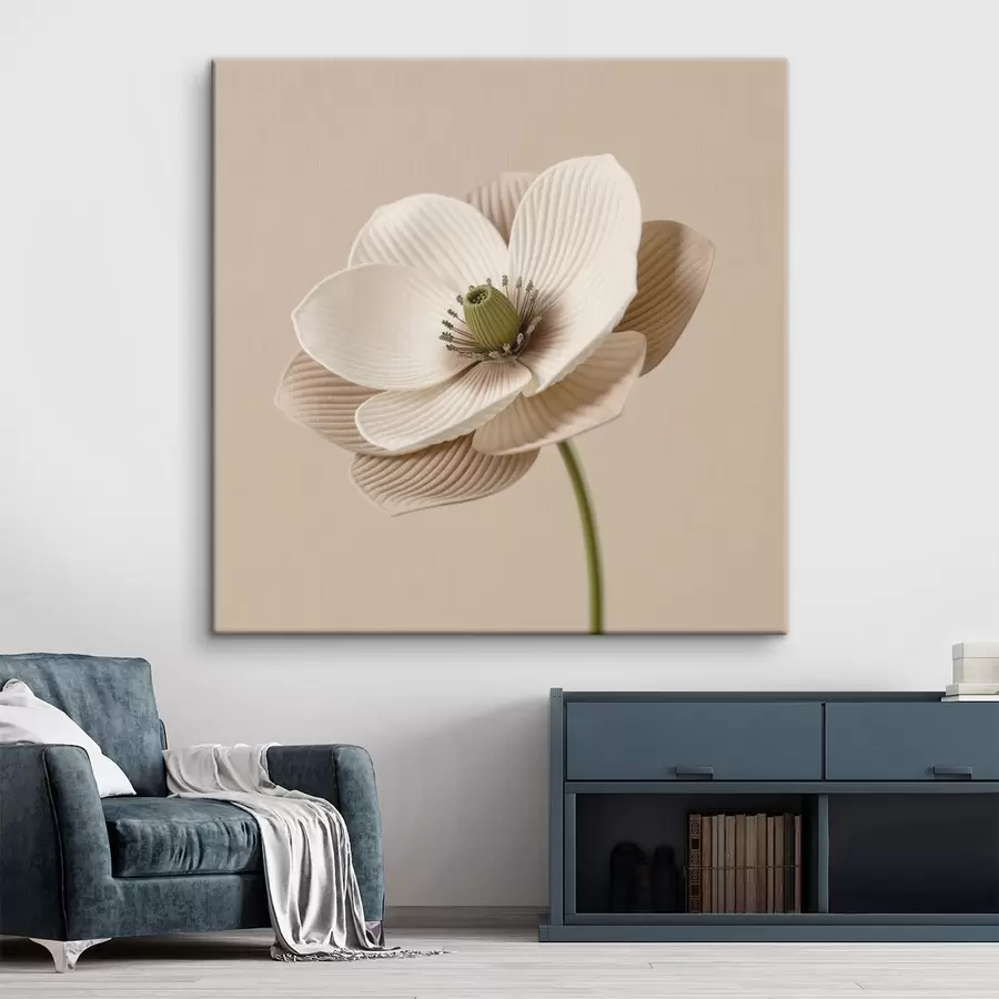 murales Flor con pétalos texturizados en tonos beige, de estilo minimalista s49719