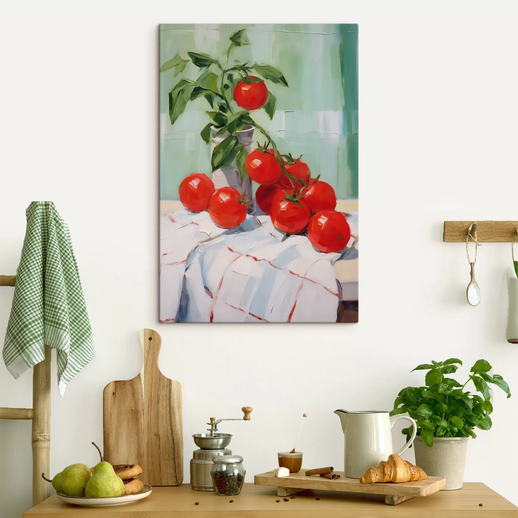 wall murals Tomatoes on a tablecloth, imitation painting s50063