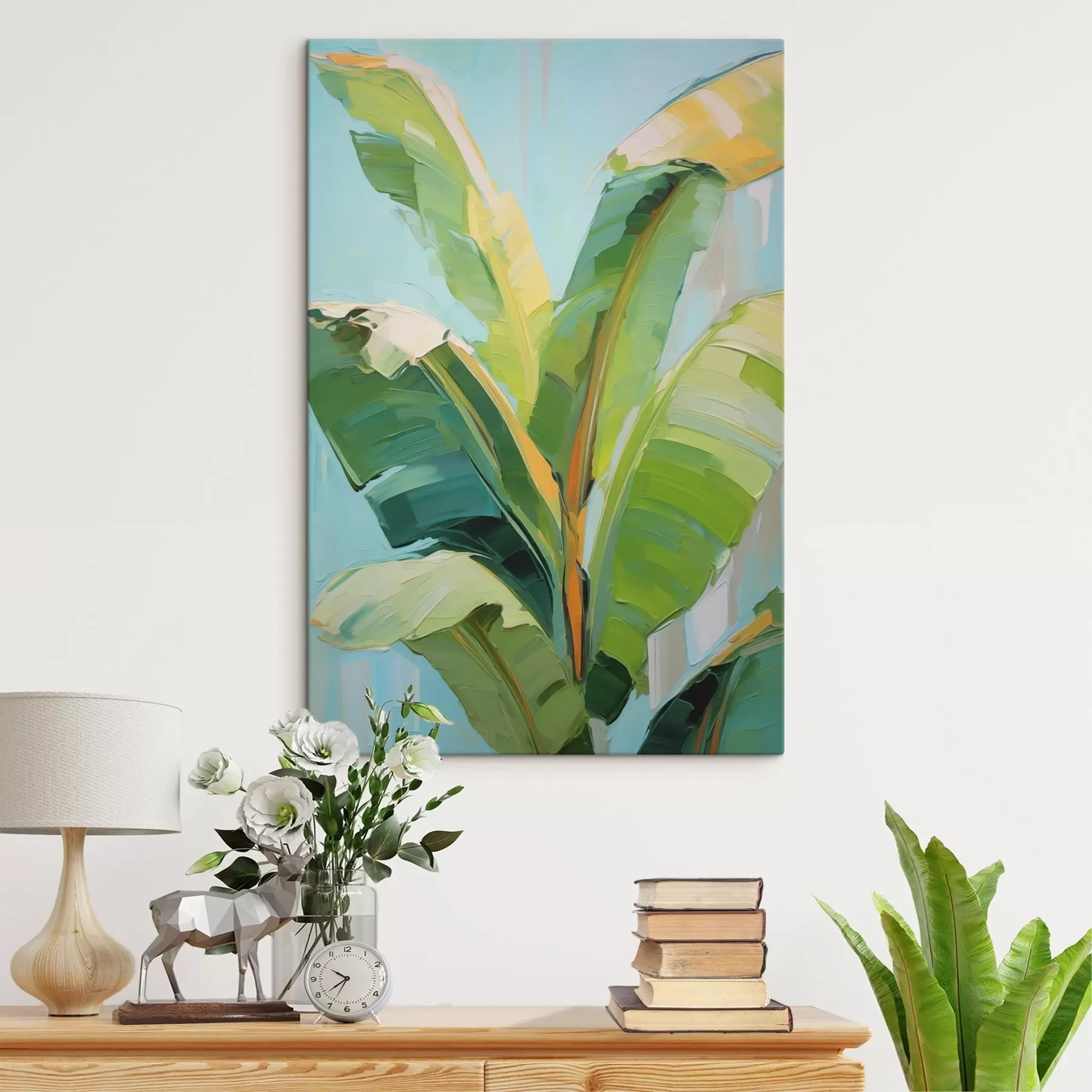 wall murals Banana palm leaves, imitation painting s50069
