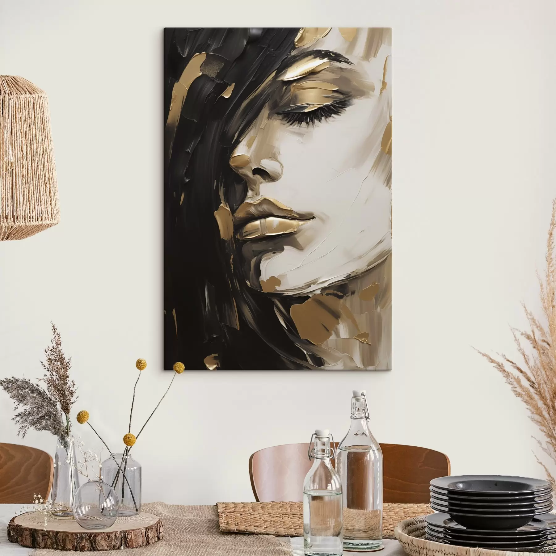 wall murals Abstract female face, imitation of painting s50072