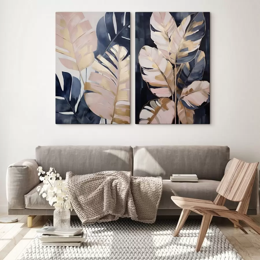 wall murals Abstract leaves, imitation of painting m30783