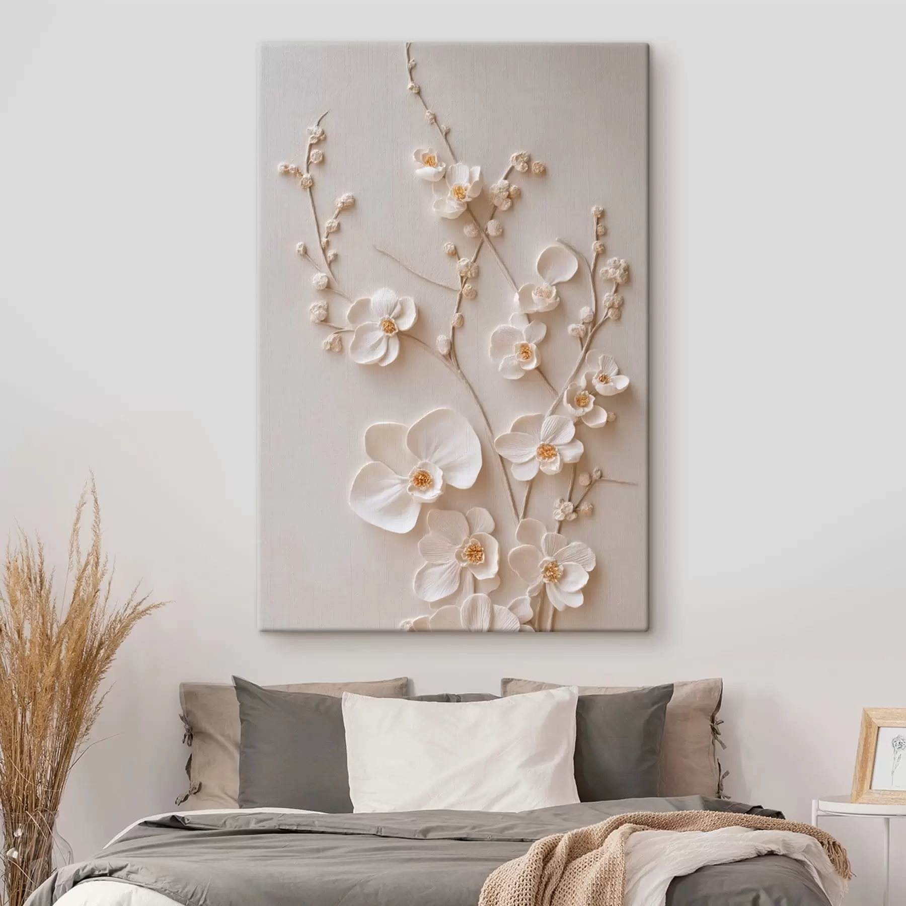 wall murals Voluminous White Flowers on Delicate Branches s49957