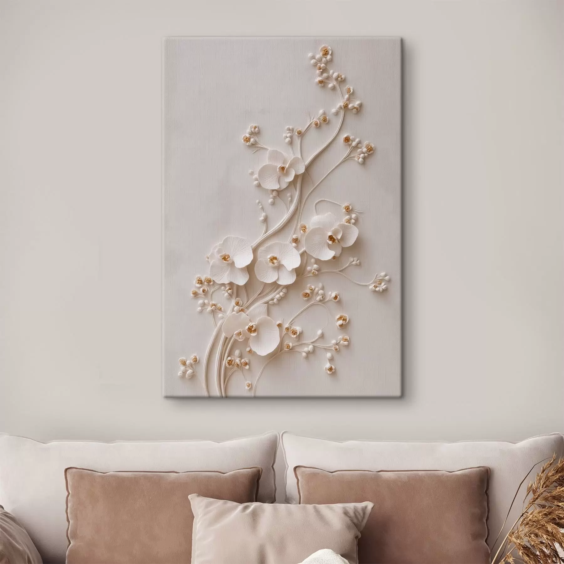 murales Delicadas orquídeas blancas en elegantes ramas s49959