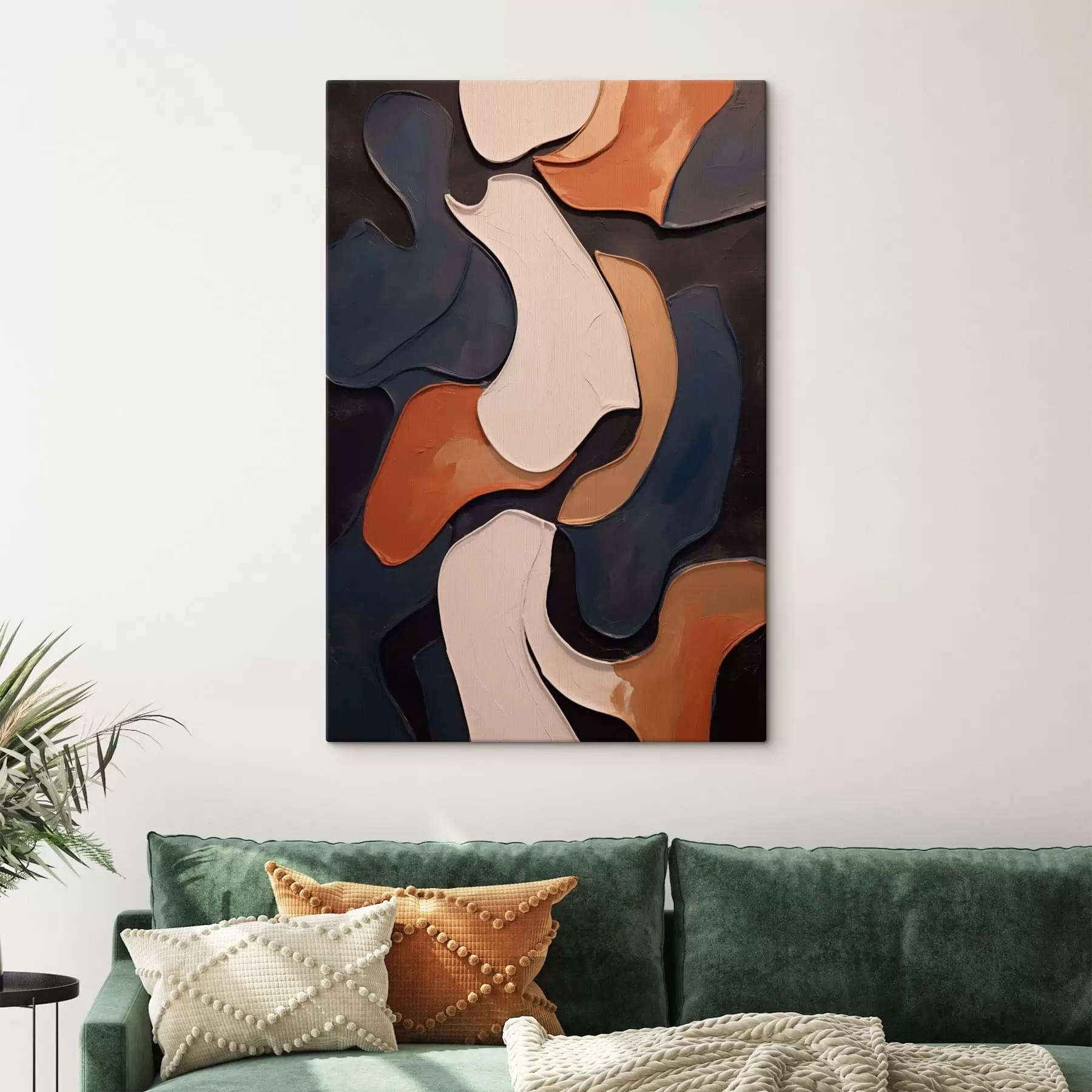 murales Formas curvas abstractas en tonos contrastantes s49962