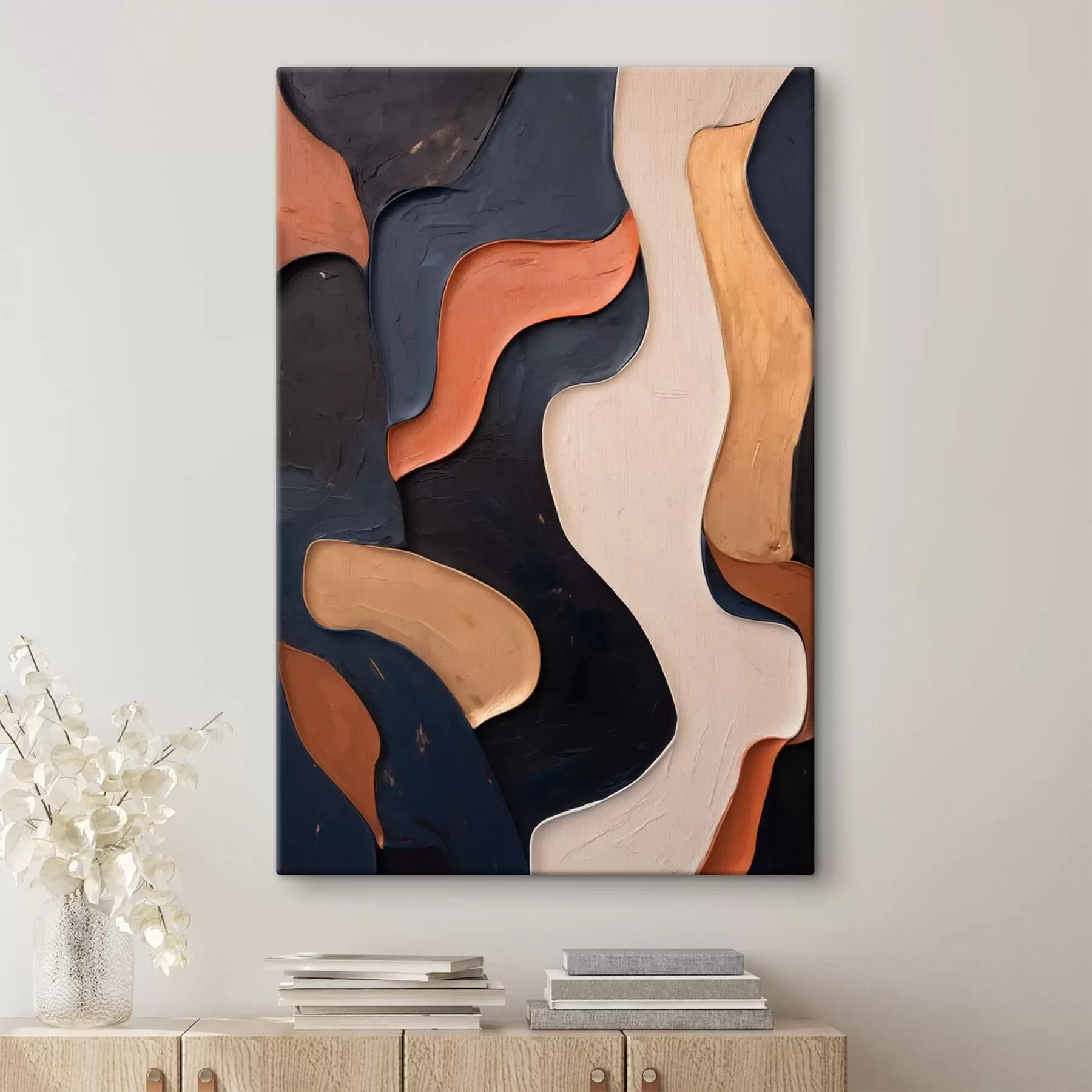 murales Formas onduladas abstractas en tonos oscuros s49963