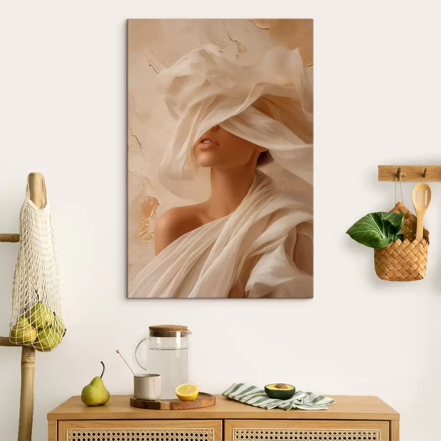 wall murals Portrait Draped in Sheer Fabric with Soft Lighting s49966