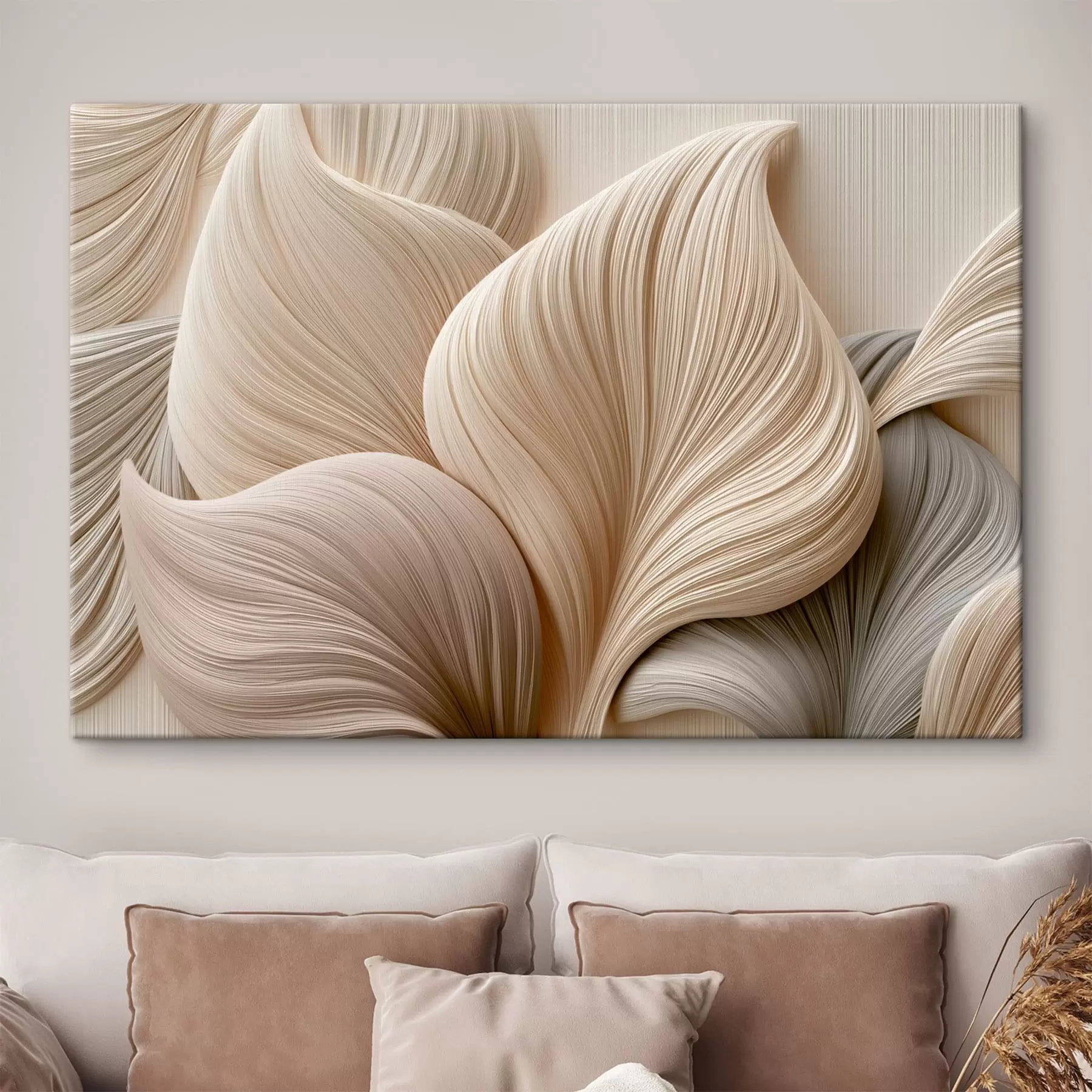 murales Hojas con líneas fluidas y efecto de relieve s49970